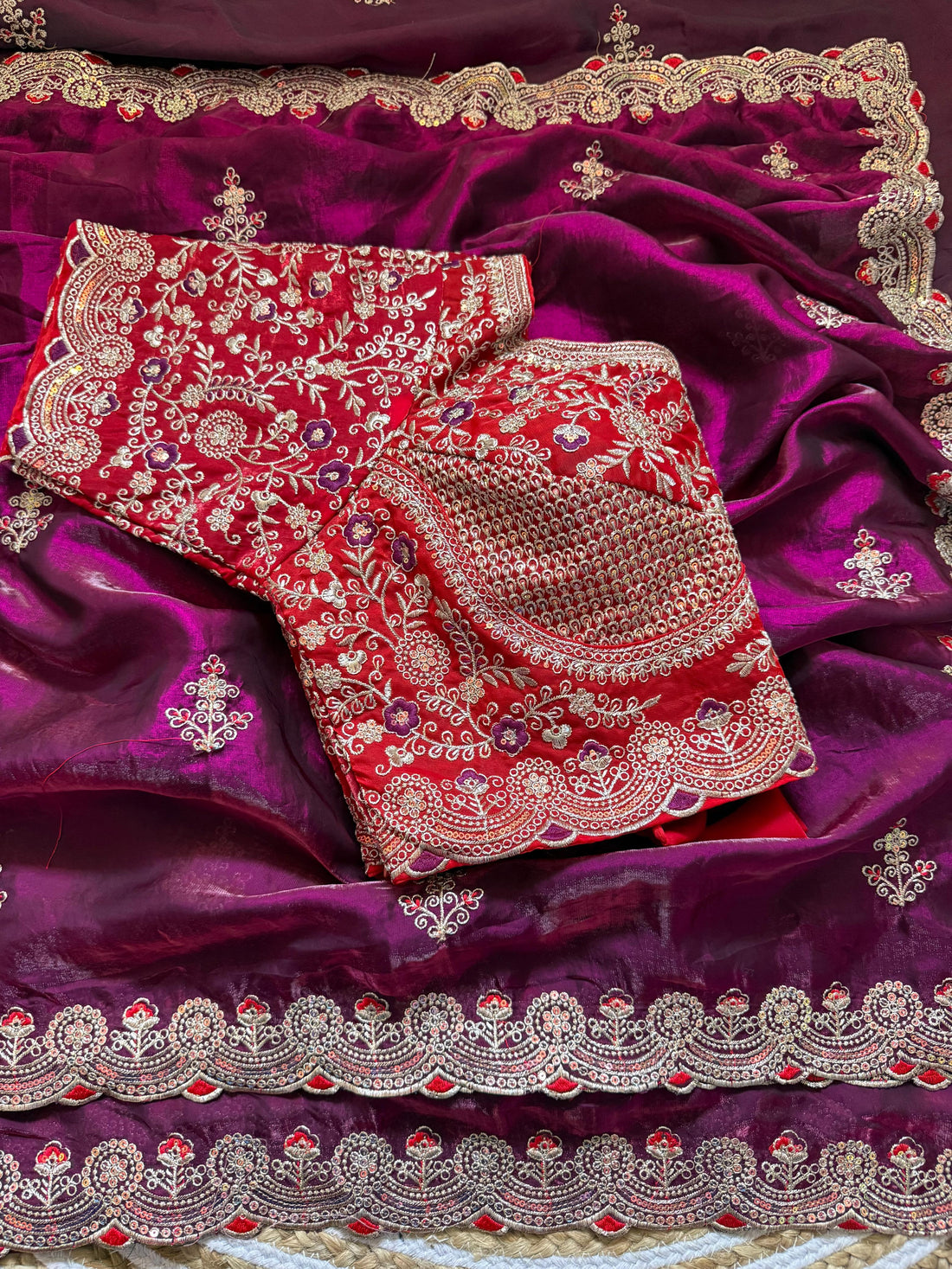 Space silk heavy designer saree