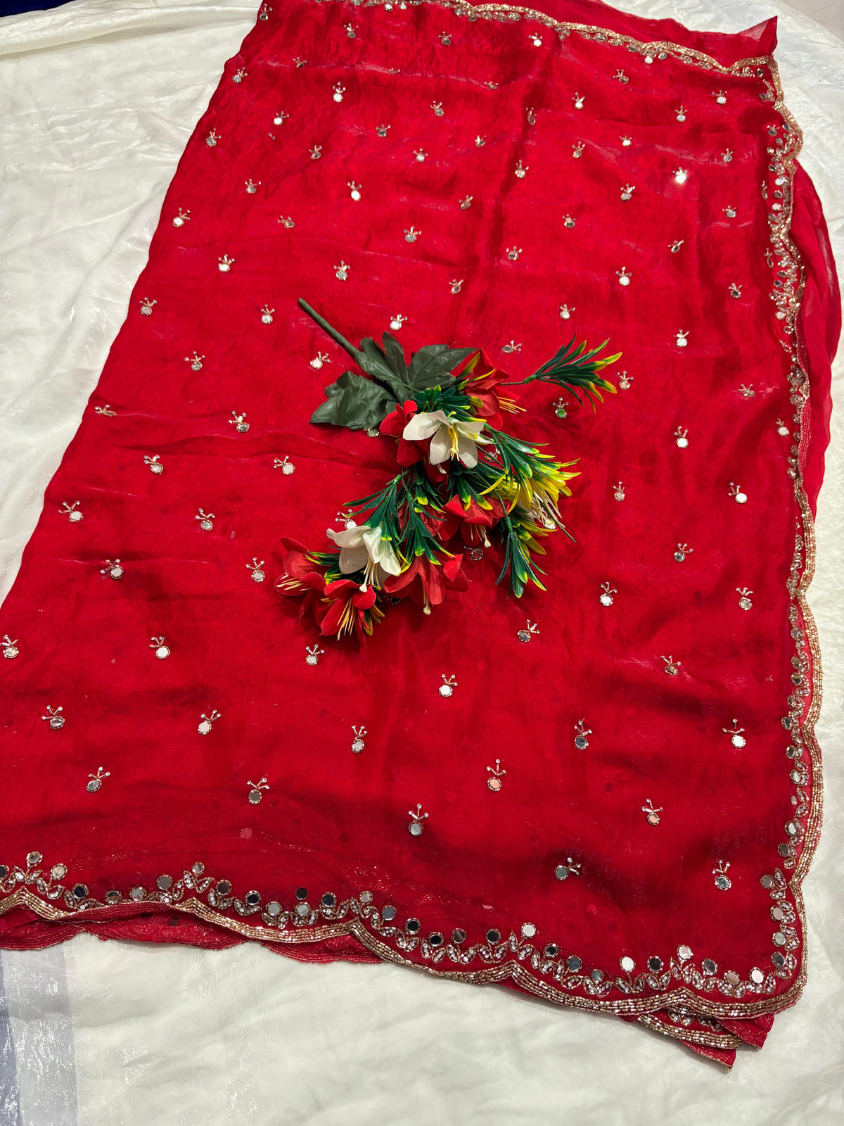 Space silk Mirror work designer saree ✨