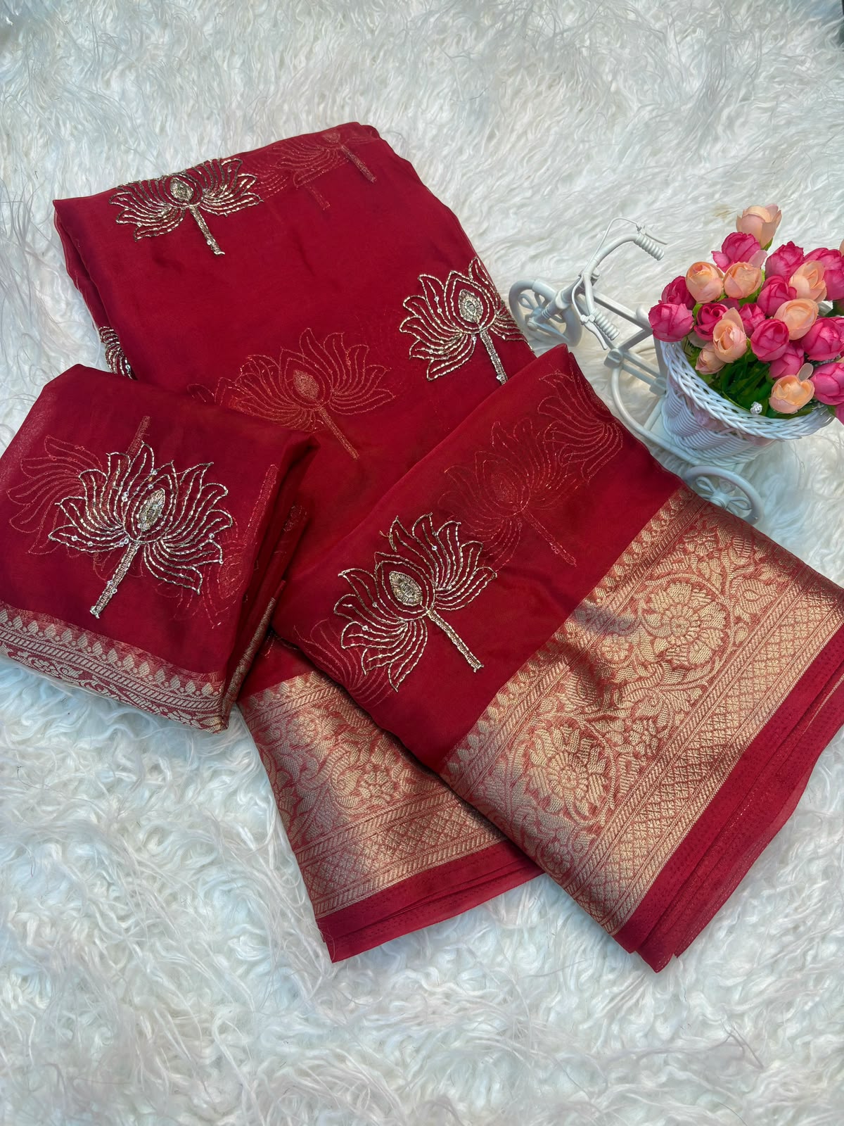 Kanchipuram organza tissue lotus 🪷 work saree ✨