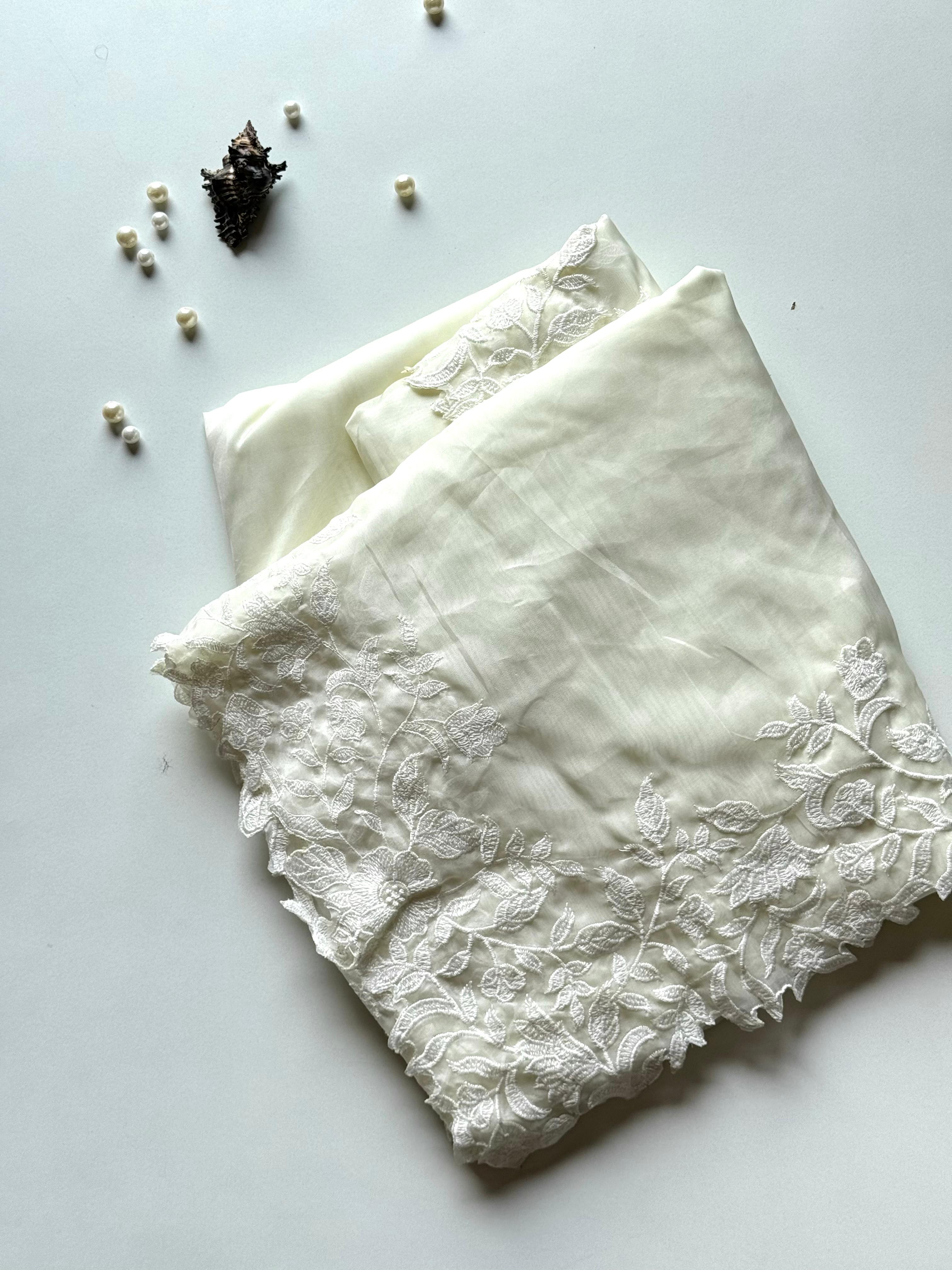 Soft organza scalp work saree