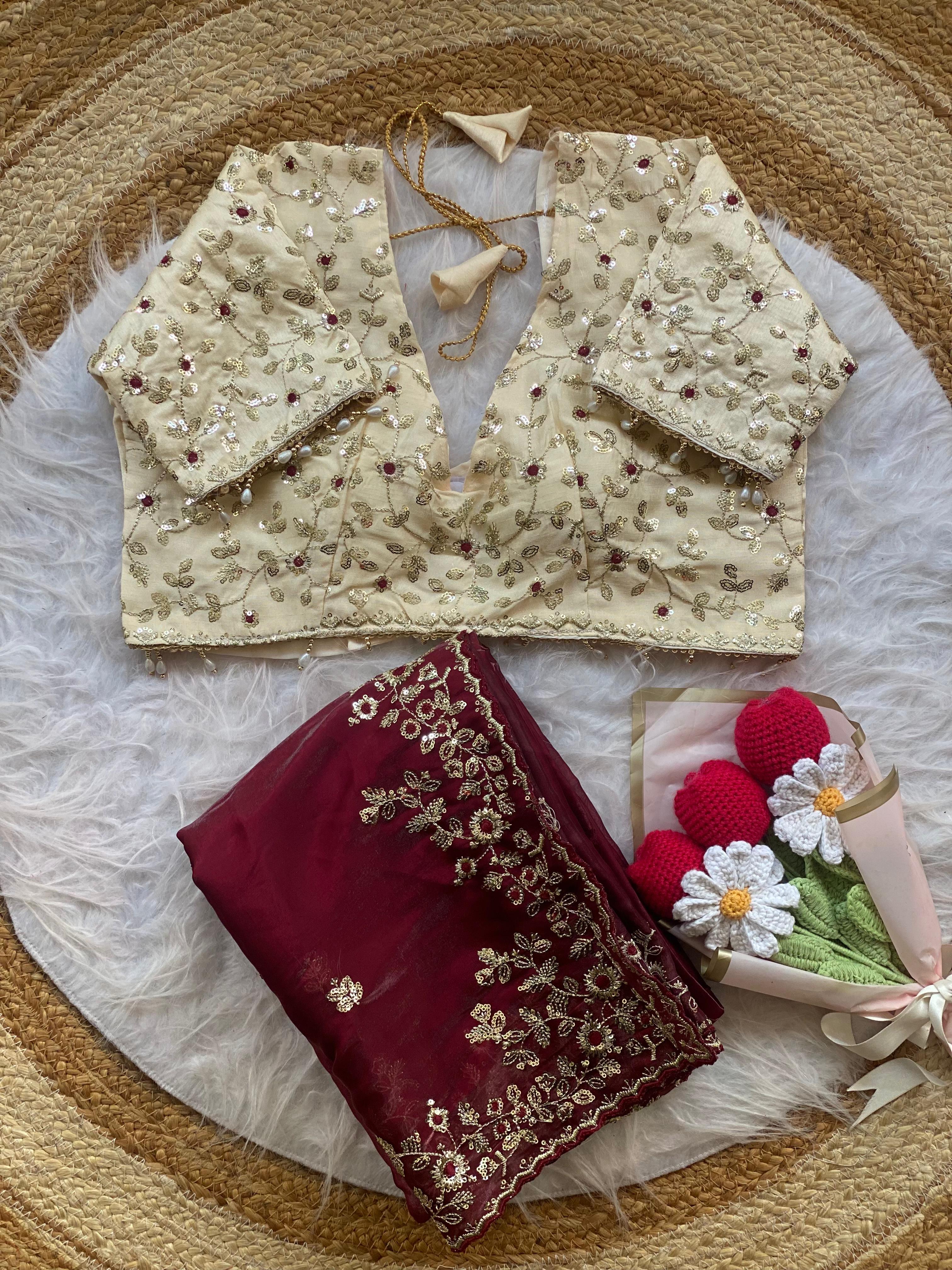 Moni silk designer saree with stitched blouse