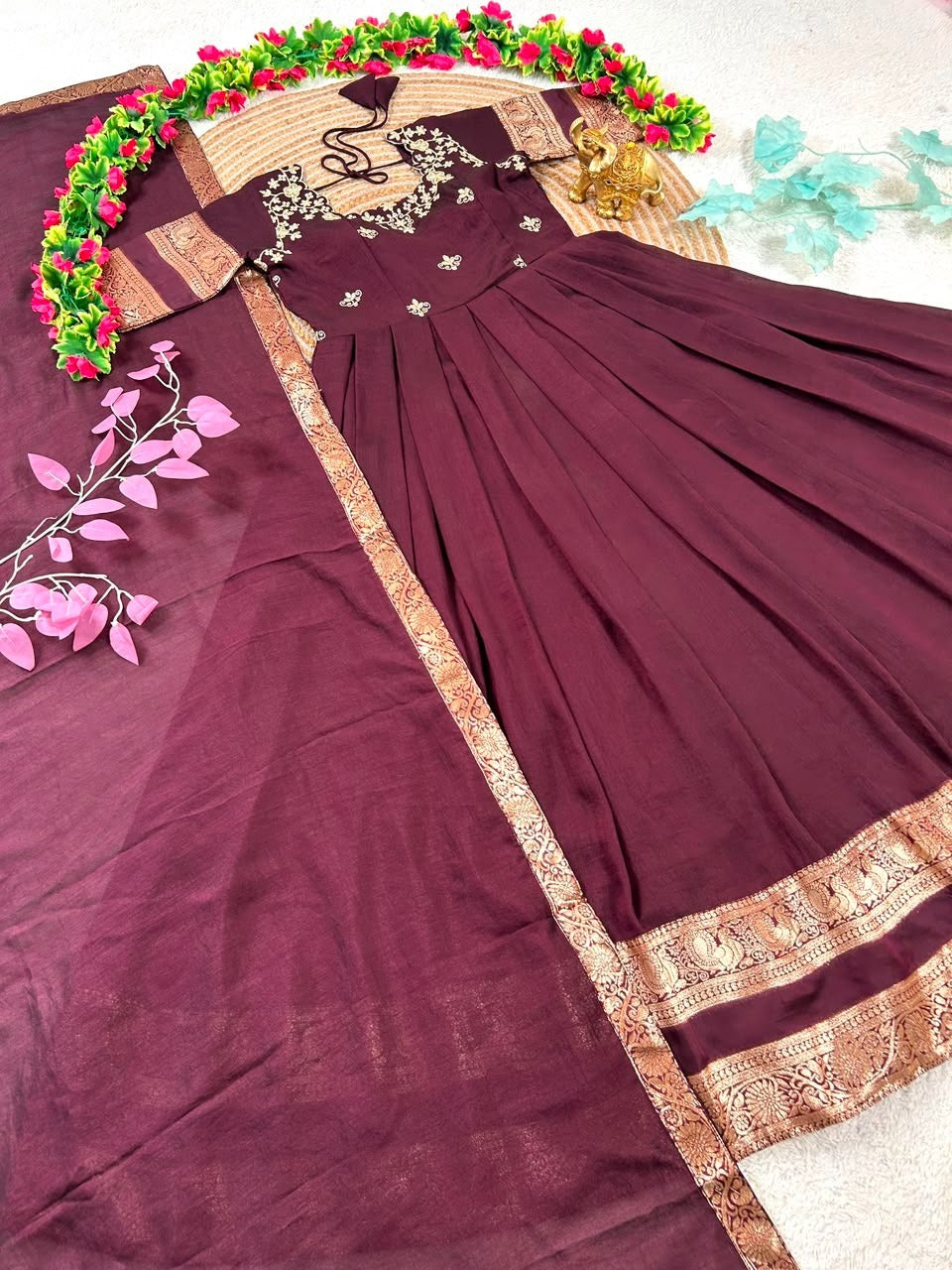 Traditional anarkali gown with duppata ✨