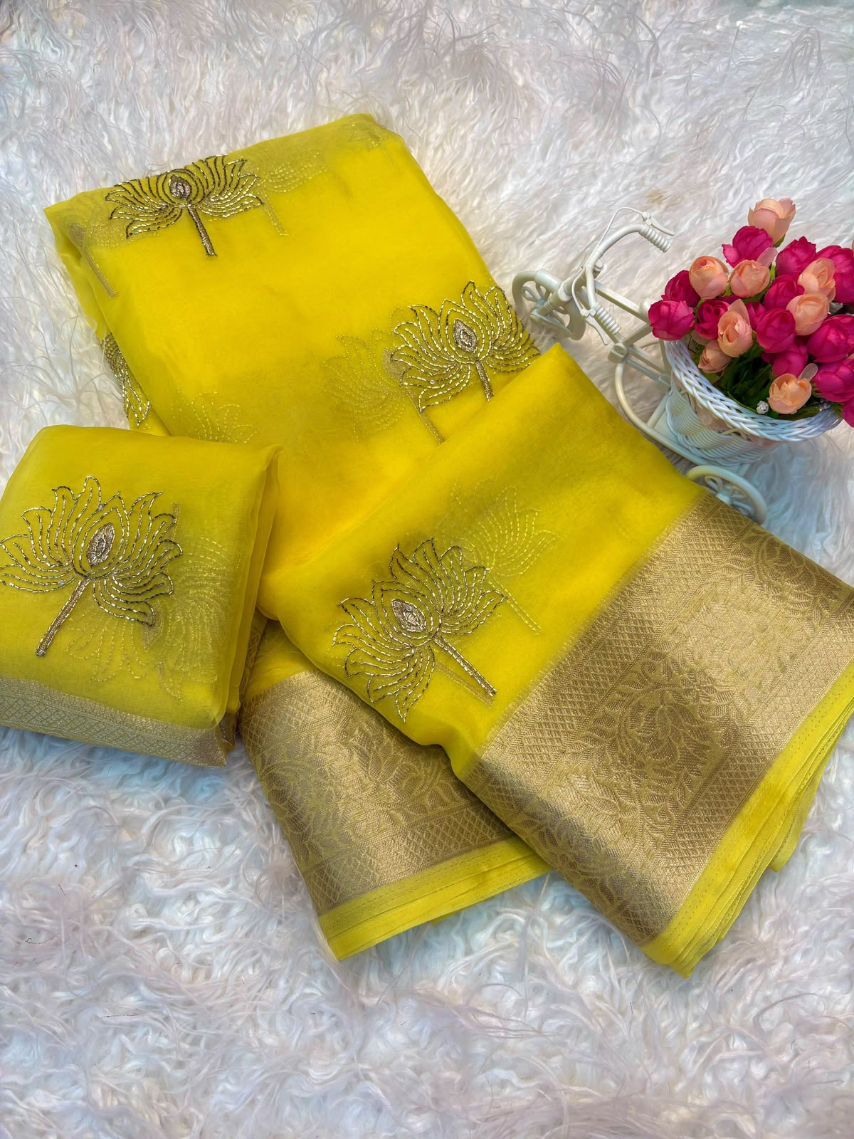 Kanchipuram organza tissue lotus 🪷 work saree ✨