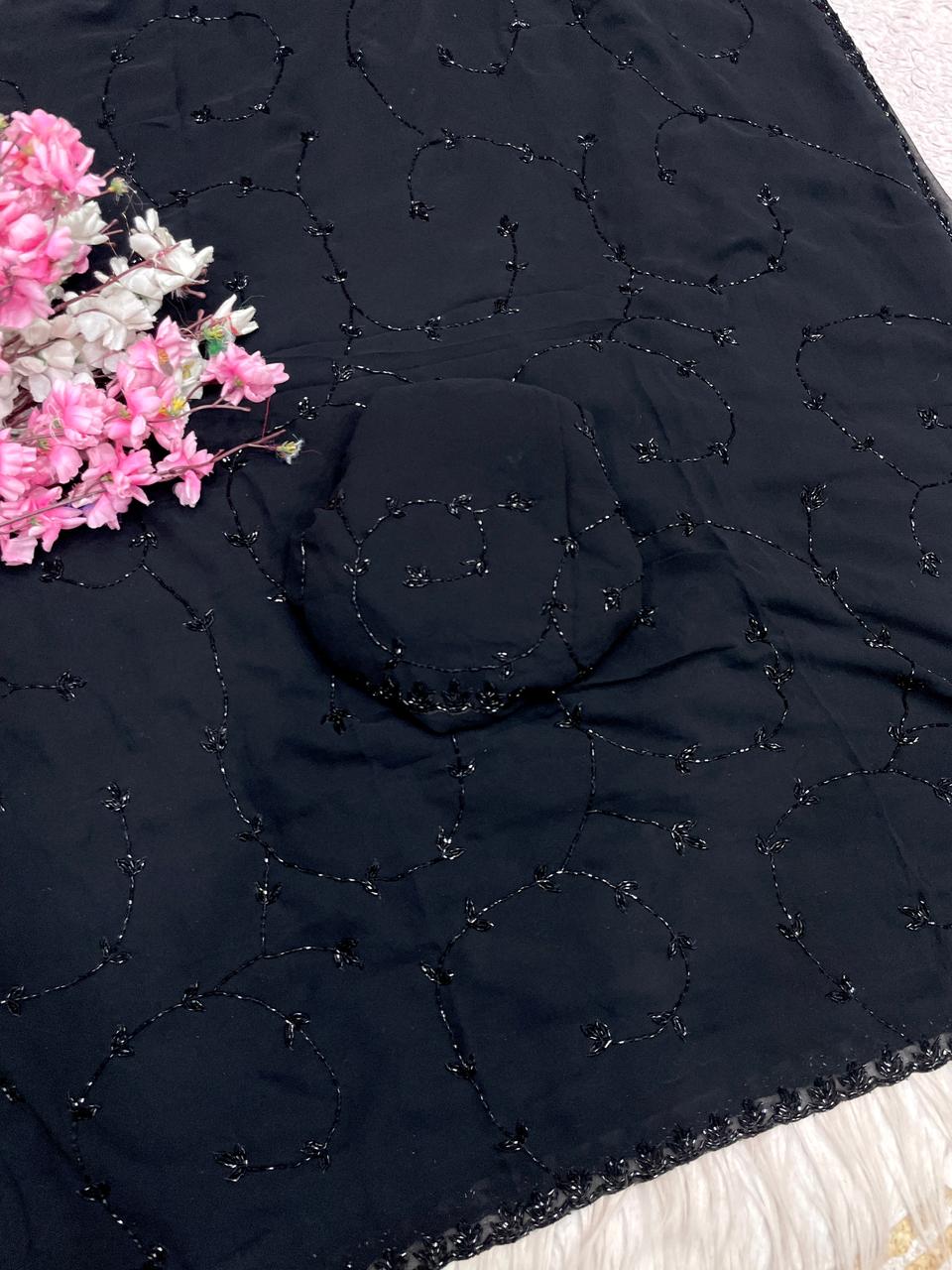 New design black designer saree