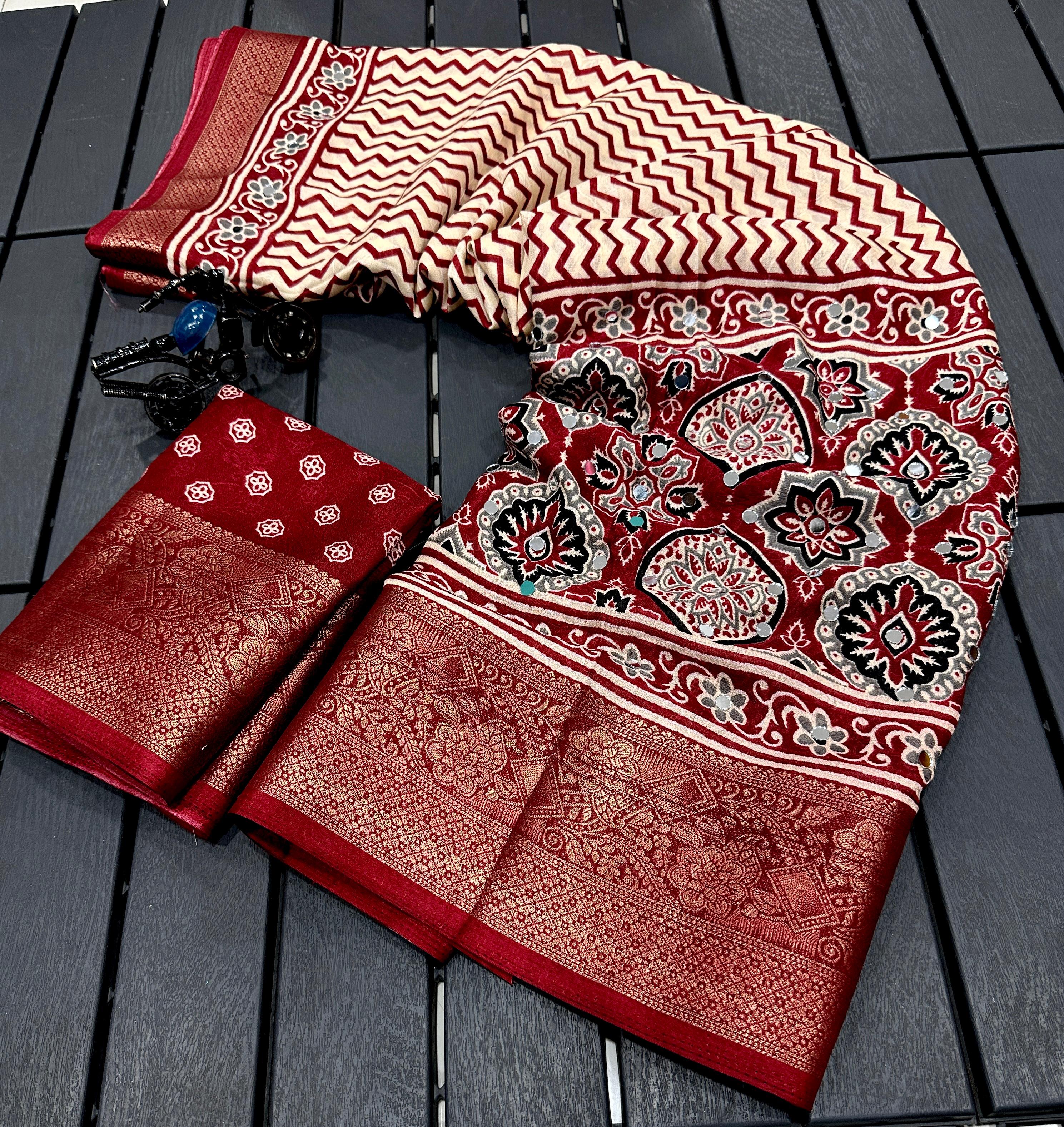 Soft georgette mirror work sarees