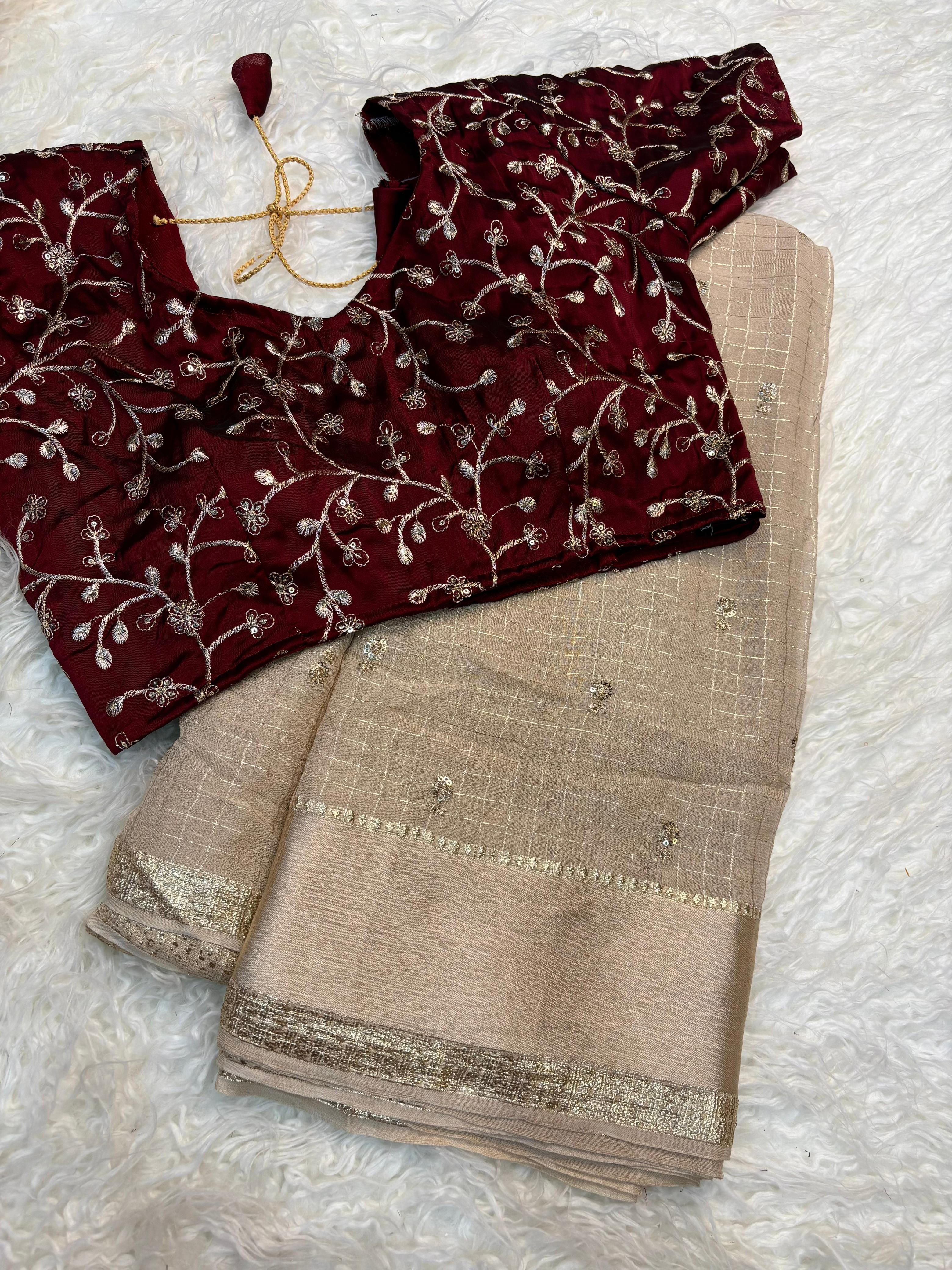 Check viscose sequence buties saree