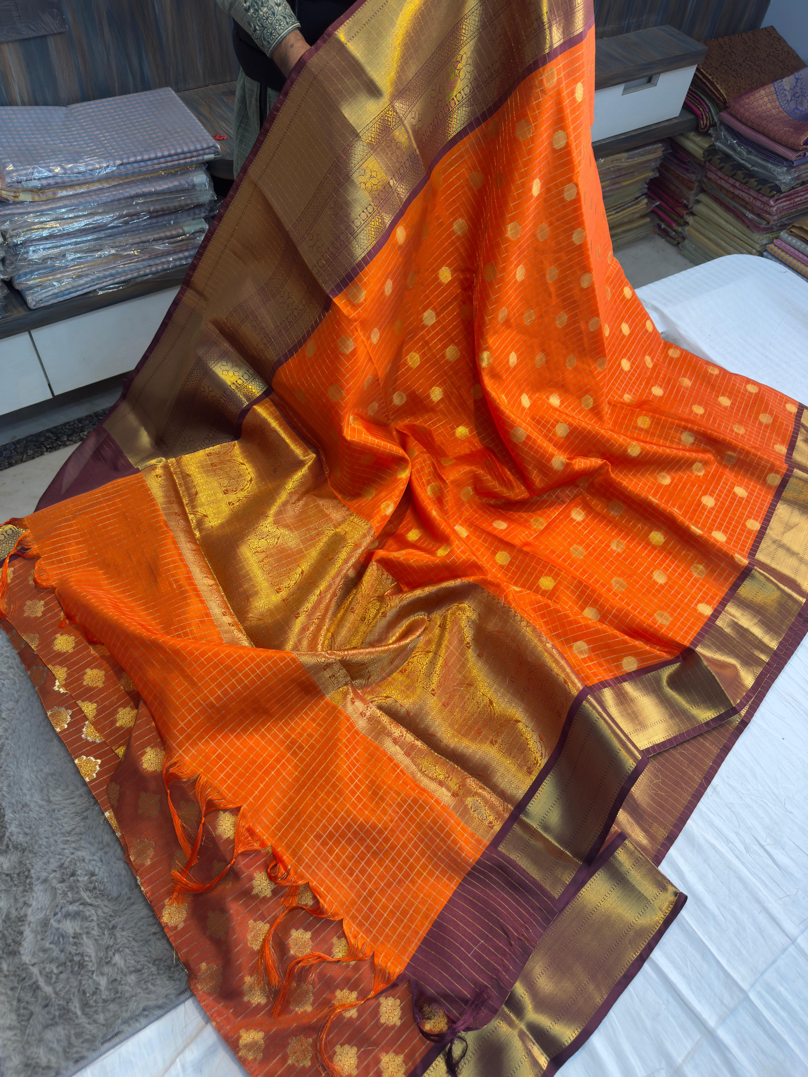 Vintage check saree