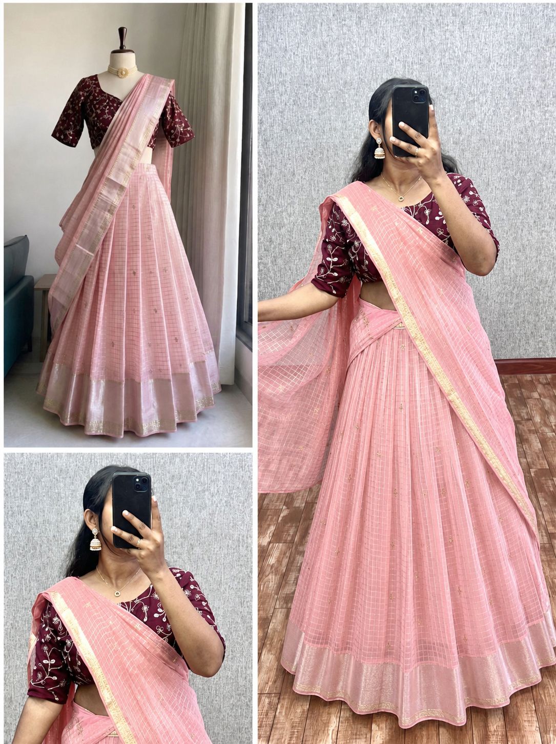 Viscose checks lehenga ✨