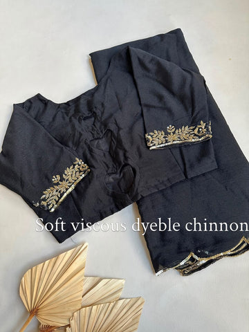 soft viscose dyeble chinnon saree