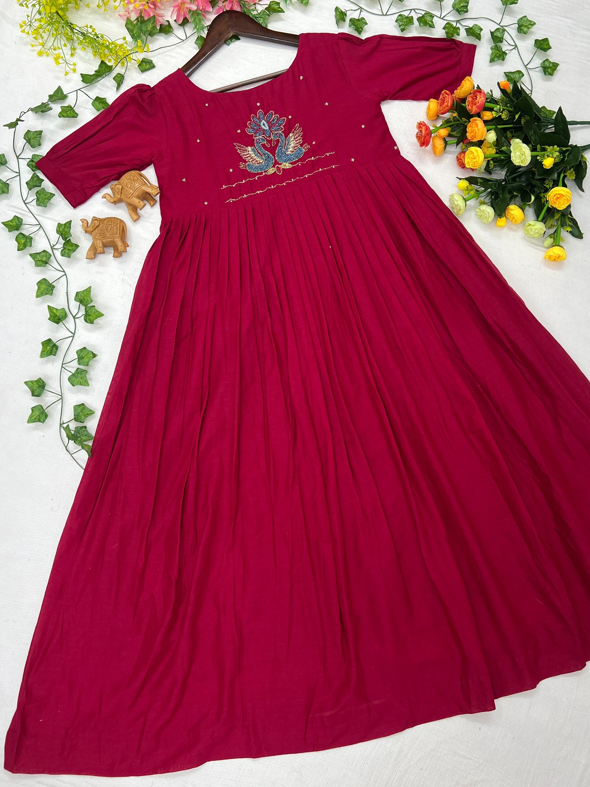 Mull cotton maggam work kurthi