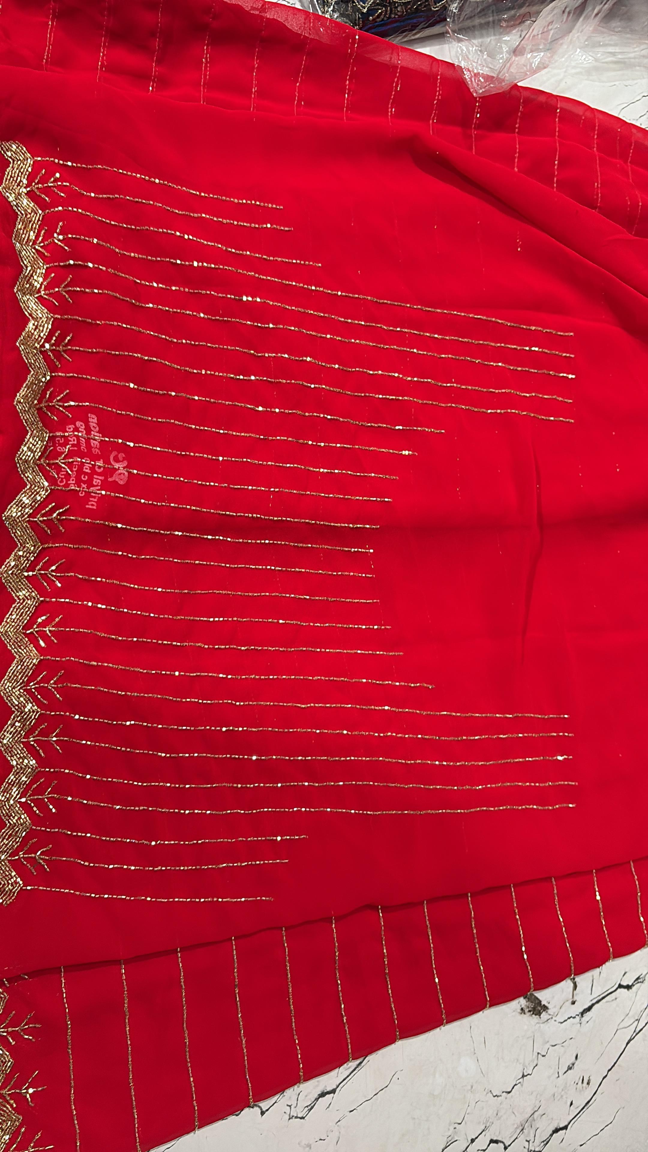 Pure georgette kadhana work saree ✨