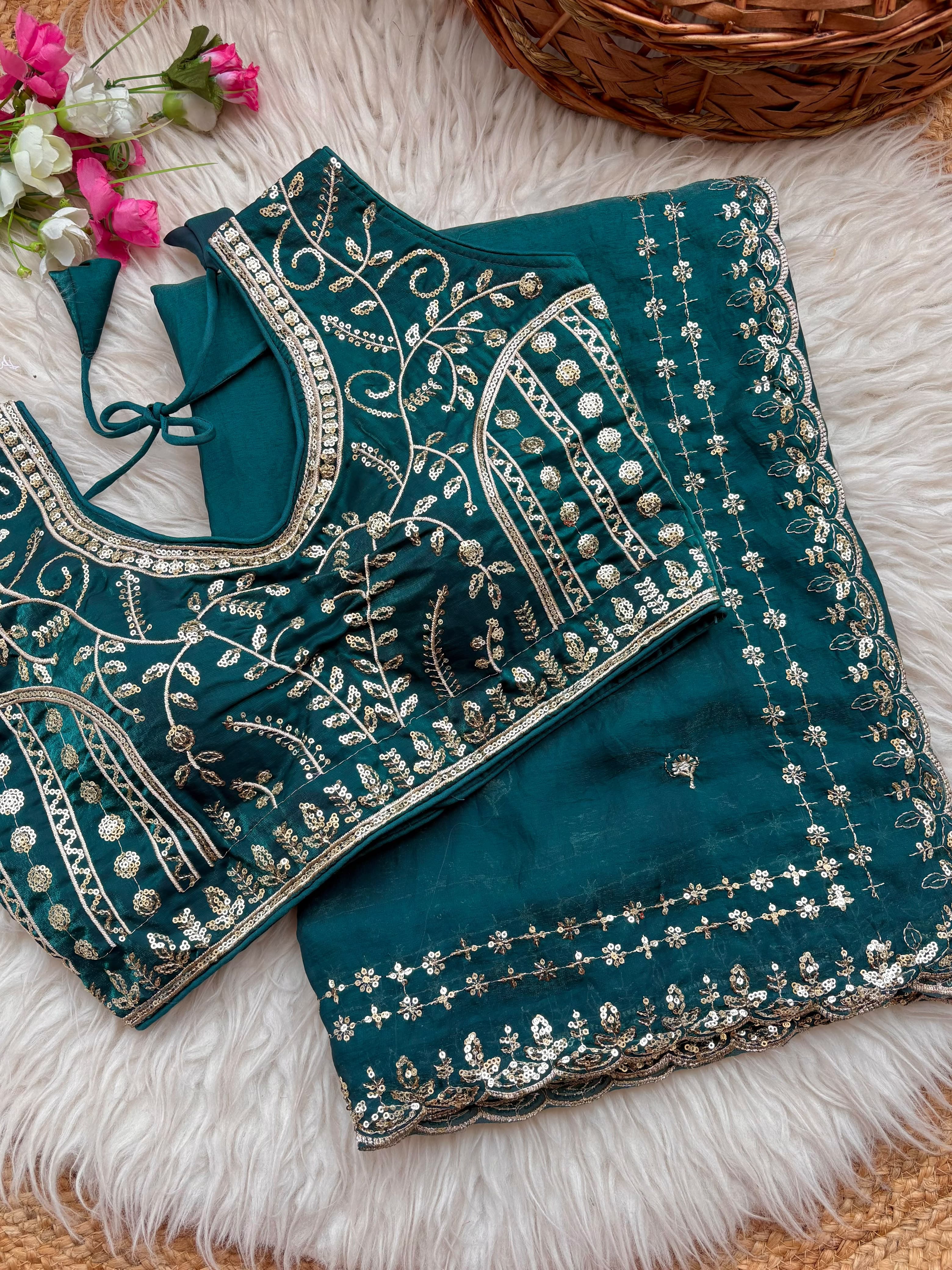 Fendy sattin designer saree ✨