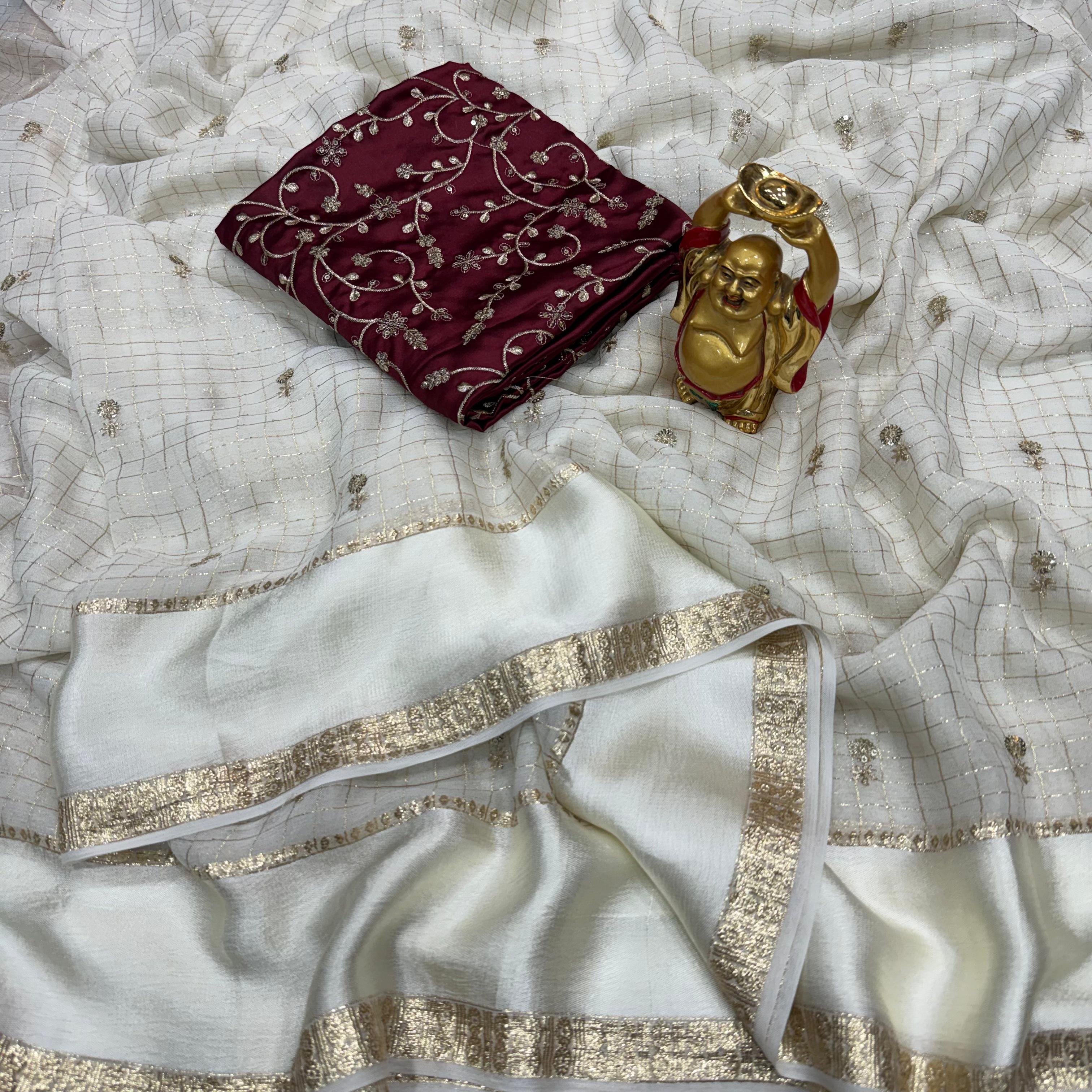 pure viscos sarees with work blouse