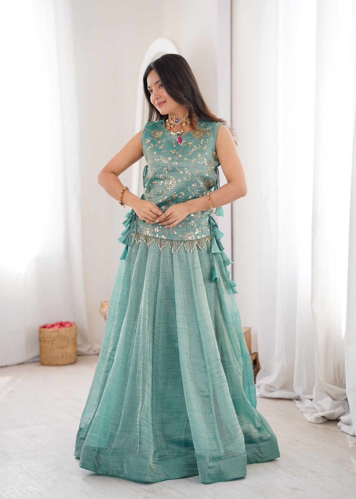Designer crushed silk lehenga ✨