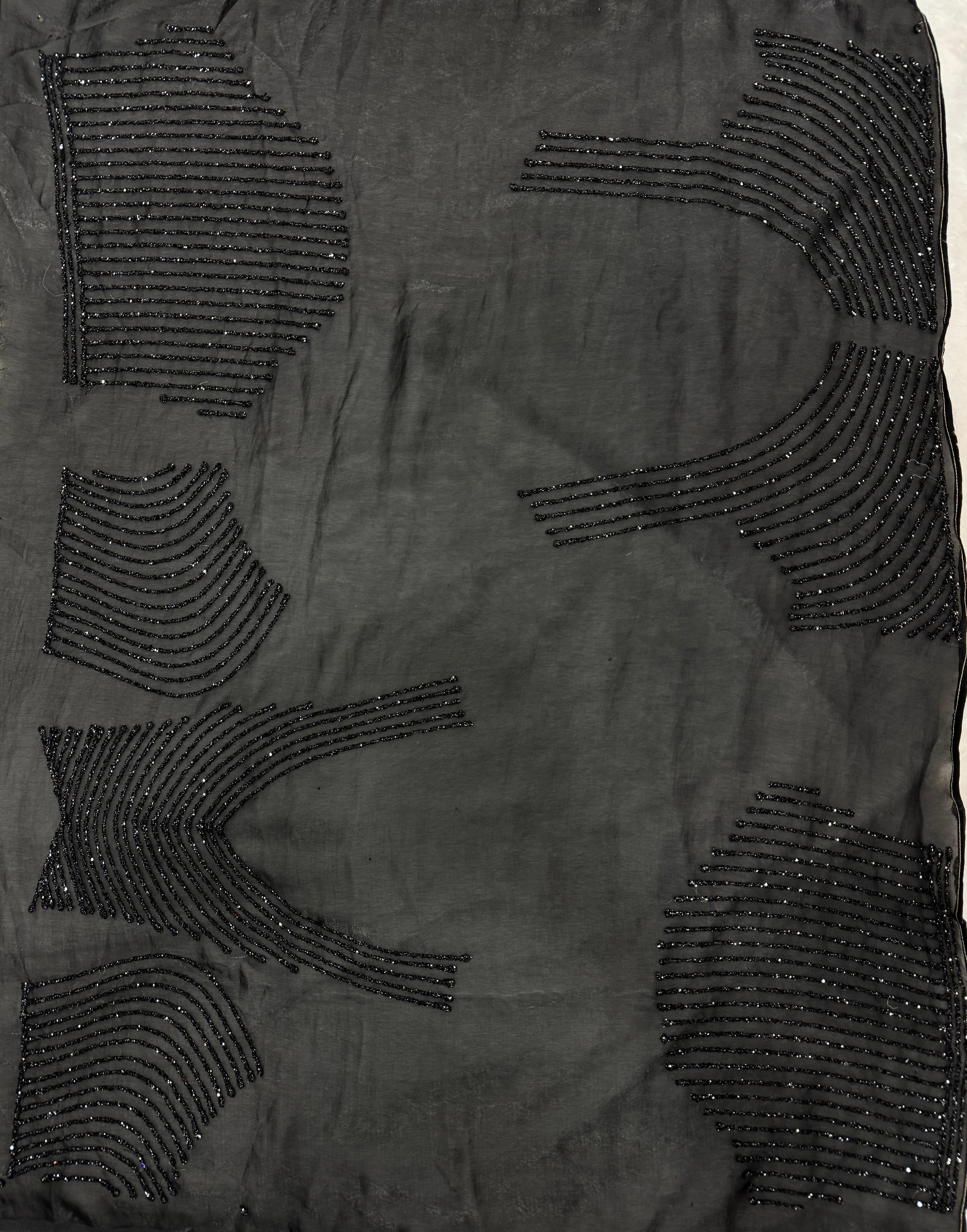 space silk handcrafted diamond work black saree