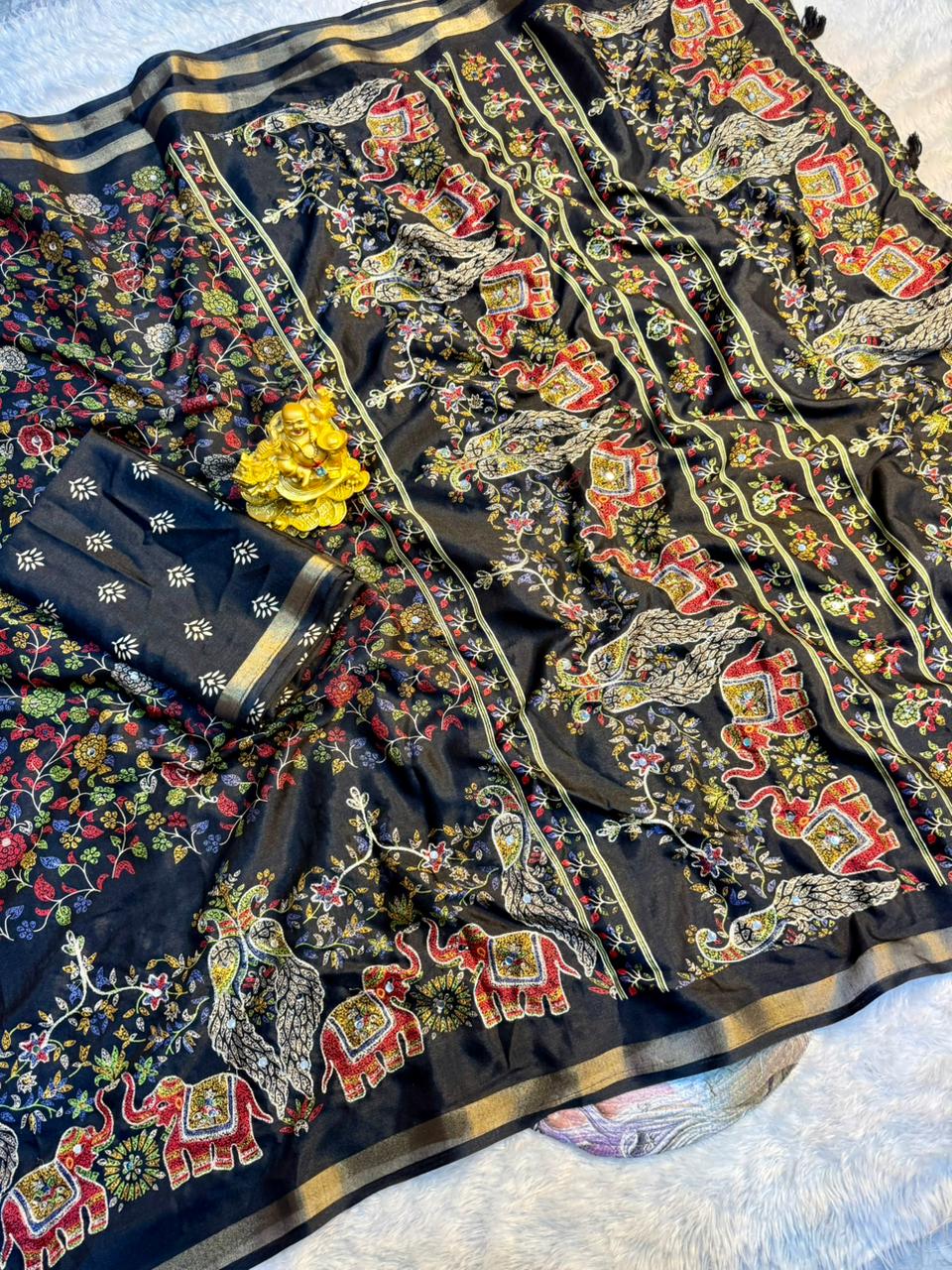 ajrakh print cotton saree