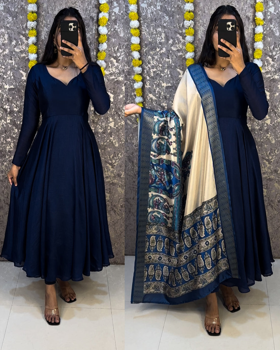 Vichitra silk anarkali set✨