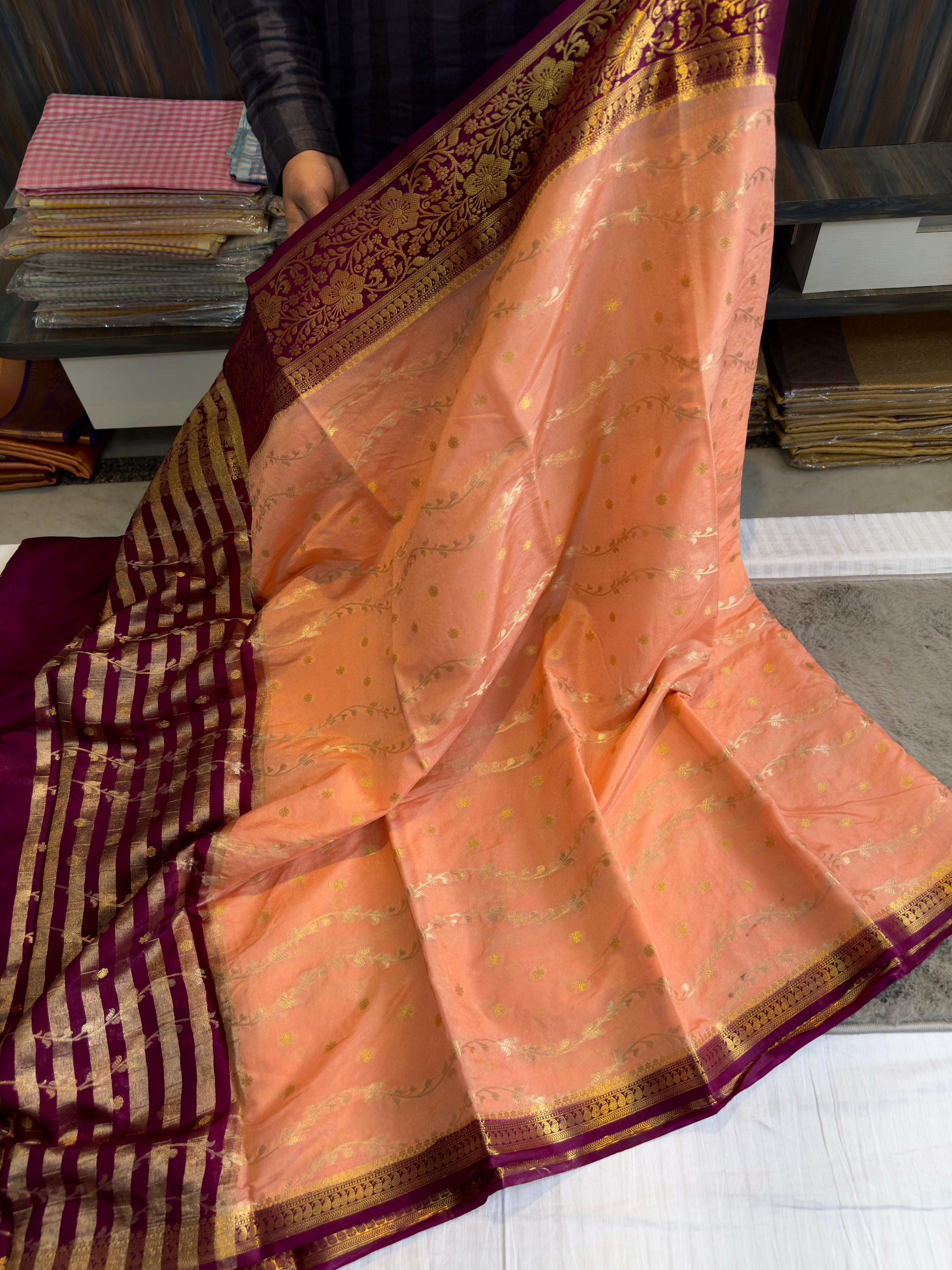 Benaresi dyble dupion soft silk saree
