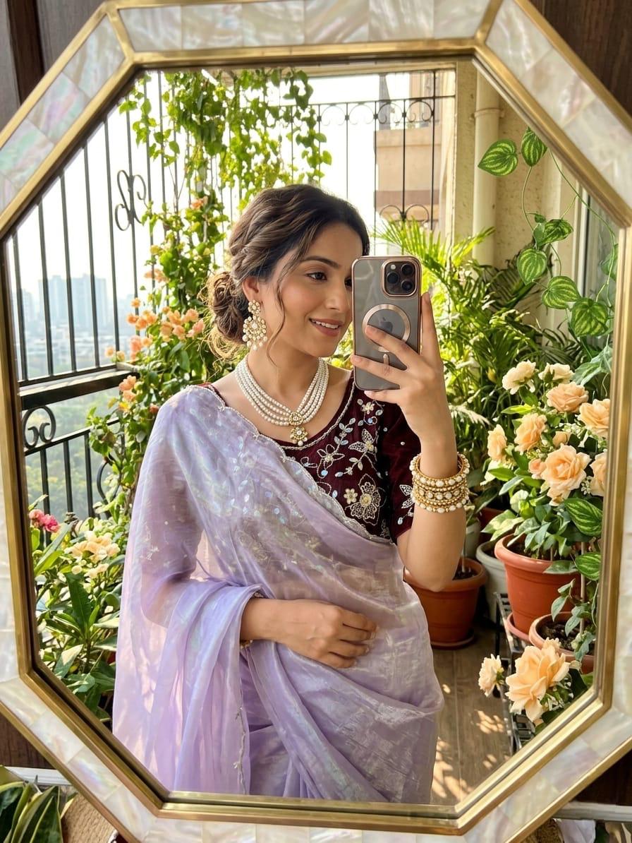 Fendy satin cutdana khatli moti work saree