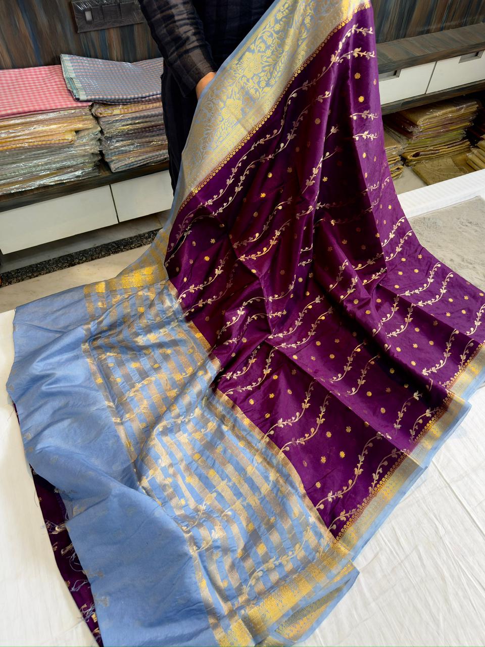 Benaresi dyble dupion soft silk saree