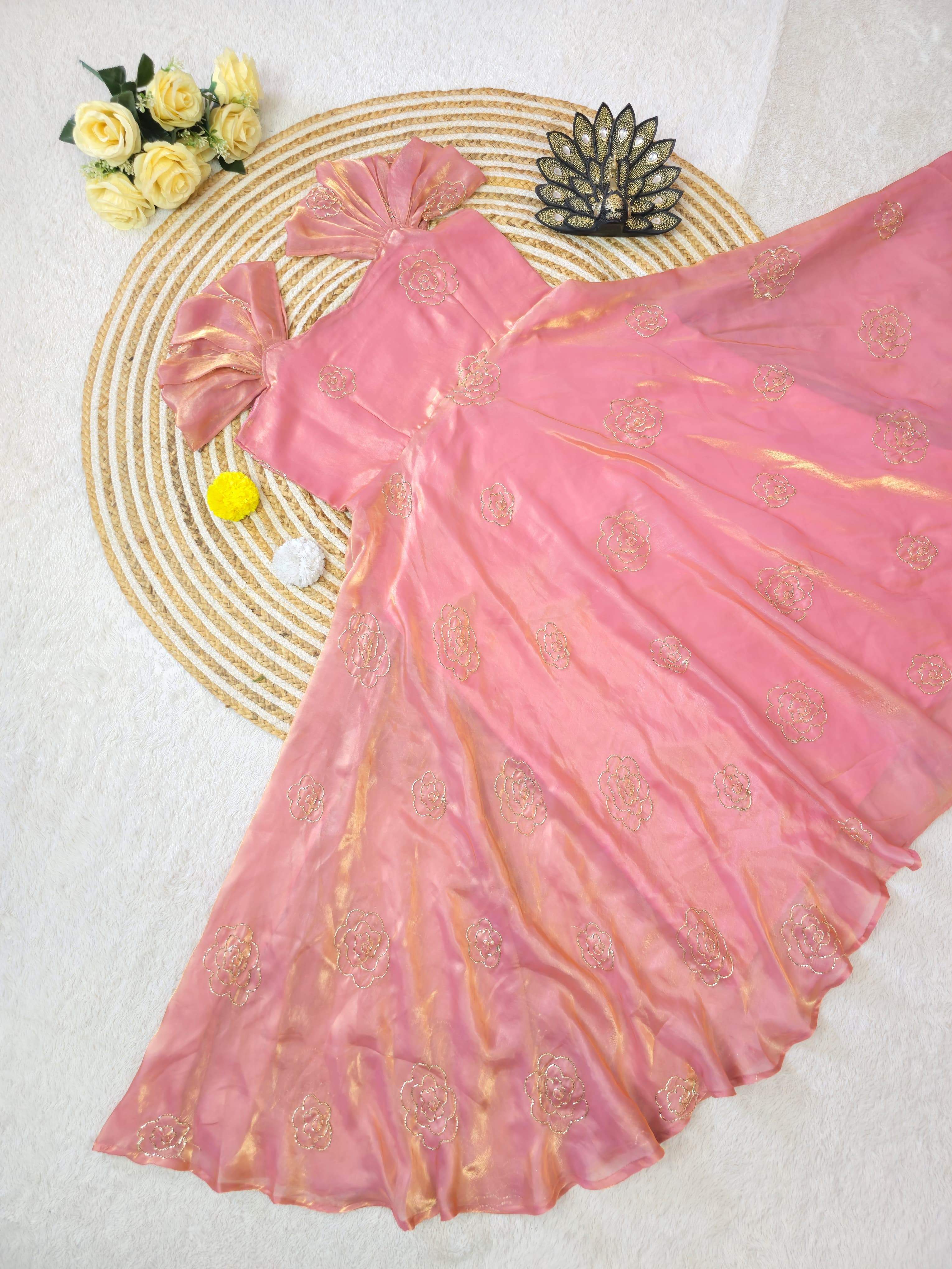 Space silk beeds work gown