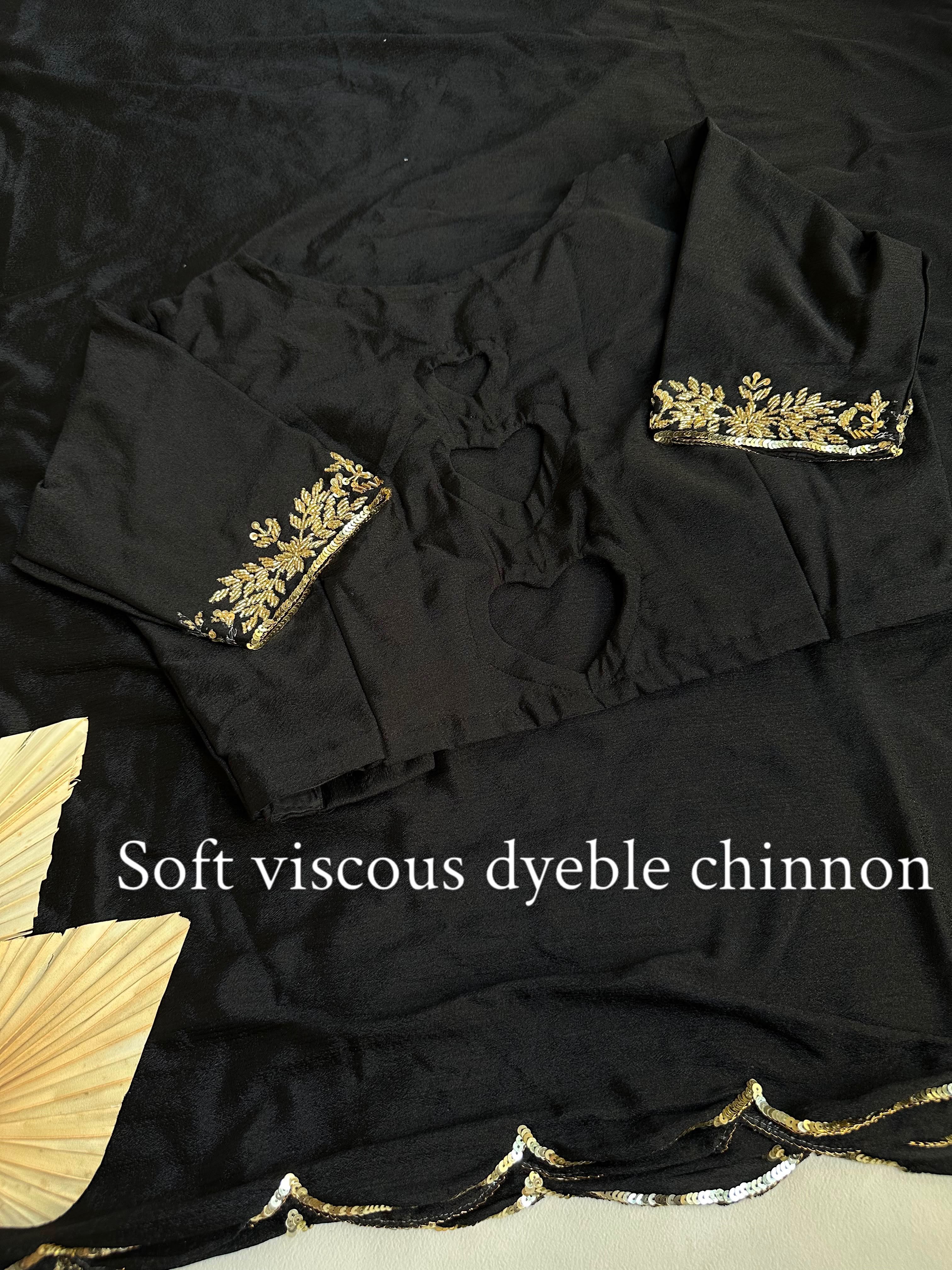 soft viscose dyeble chinnon saree