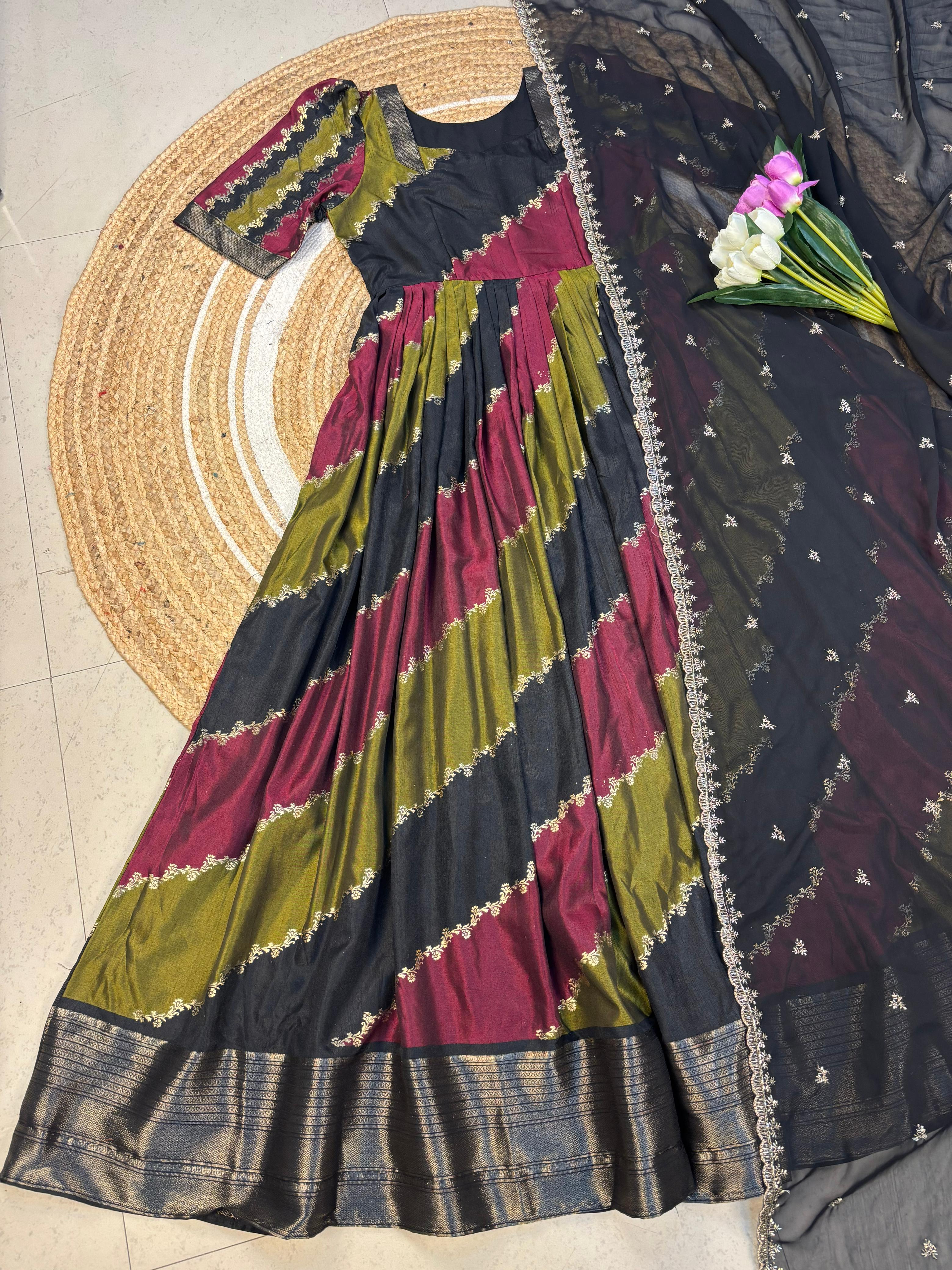 heavy marshmallow gown with duppata