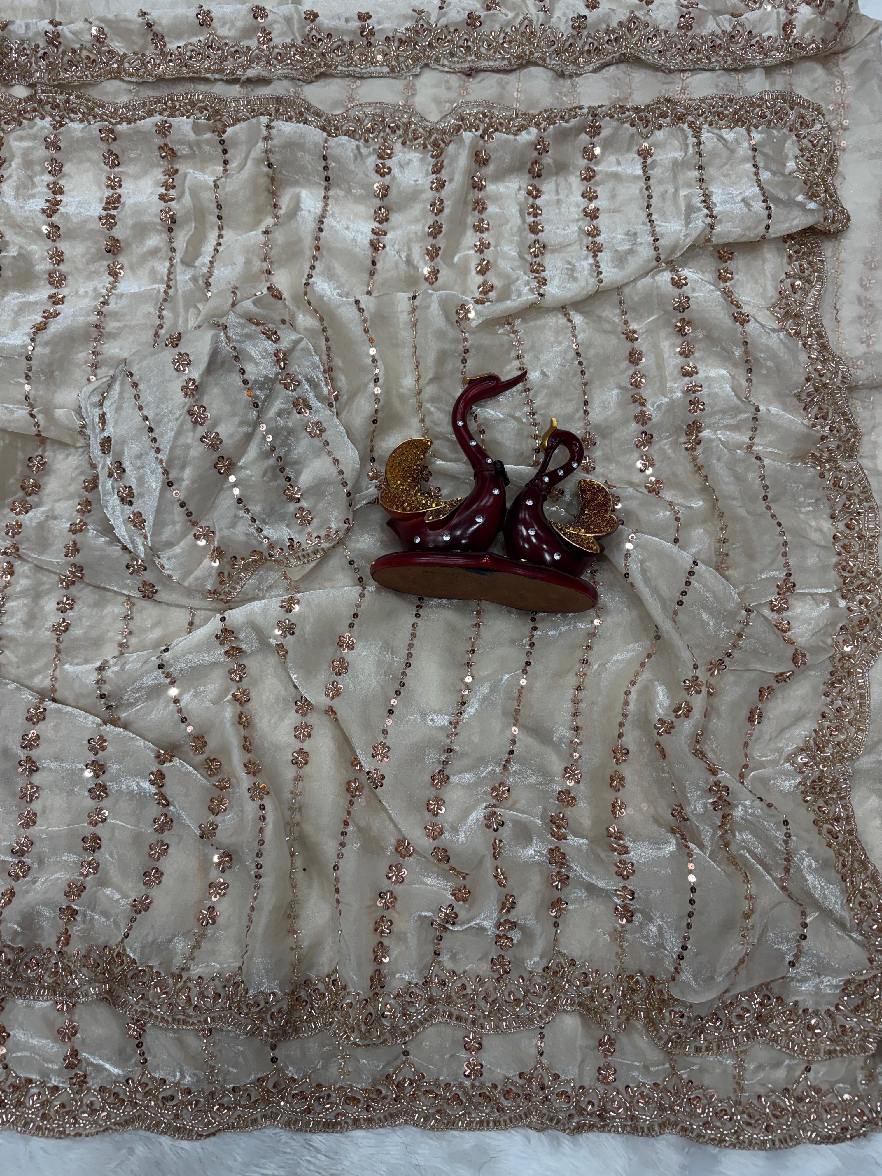 Viral gold Beads work saree