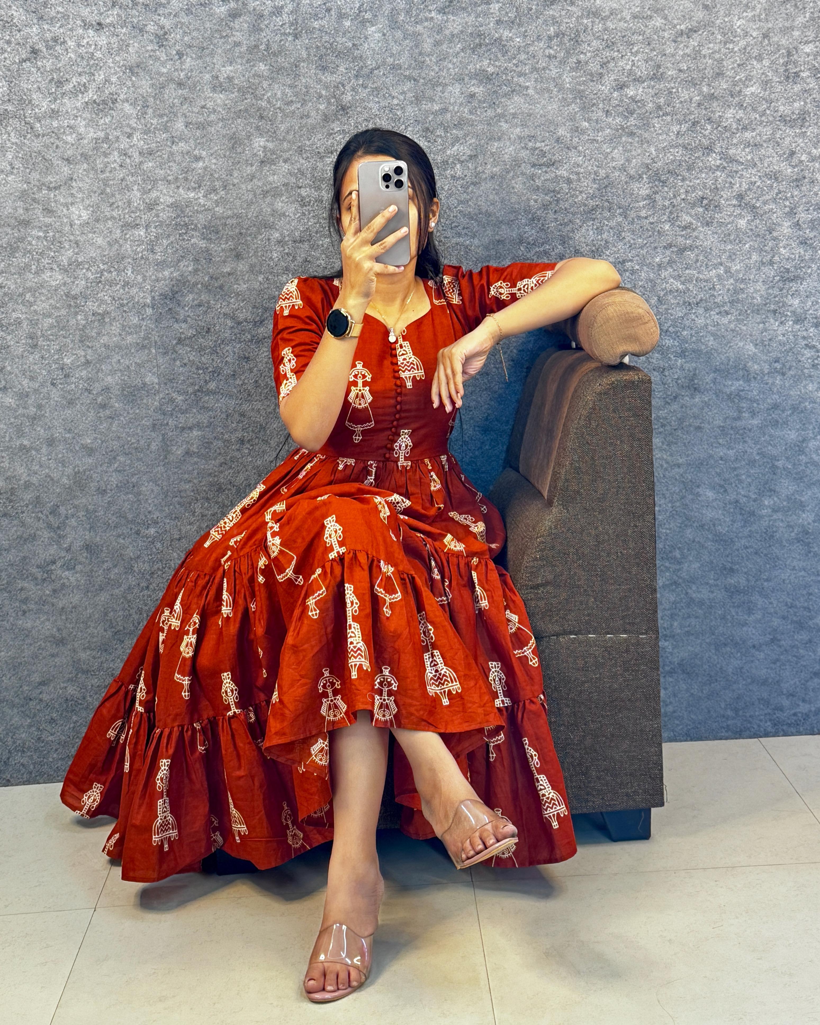 Warli printed doll maxi gowns