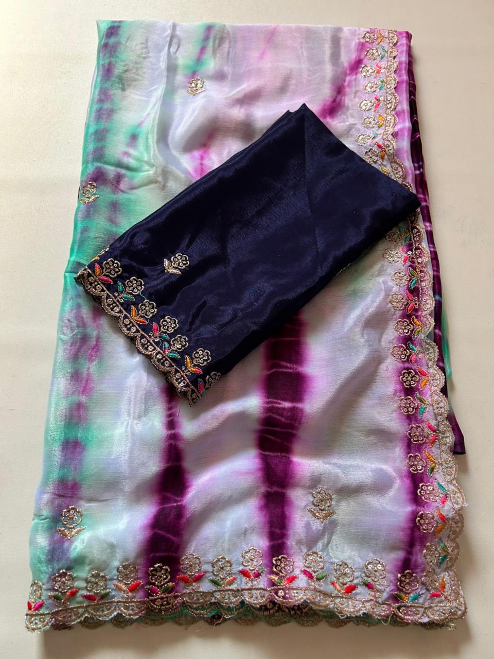 Dyeing chinnon shilk sarees
