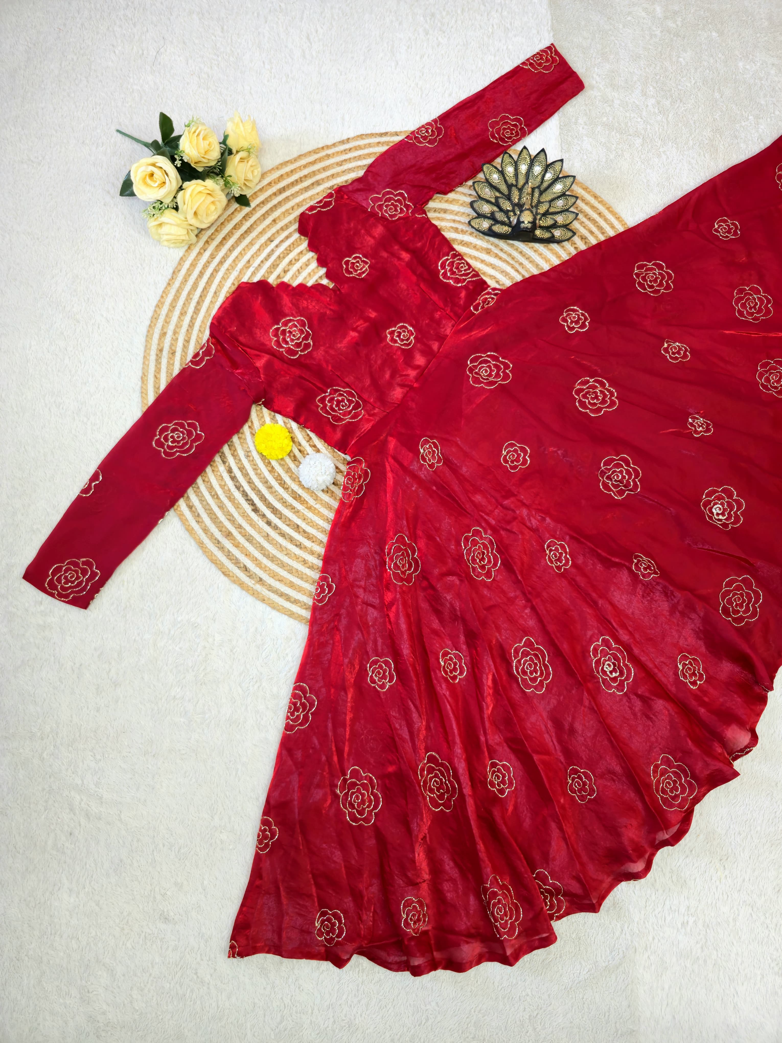 Space silk beeds work gown