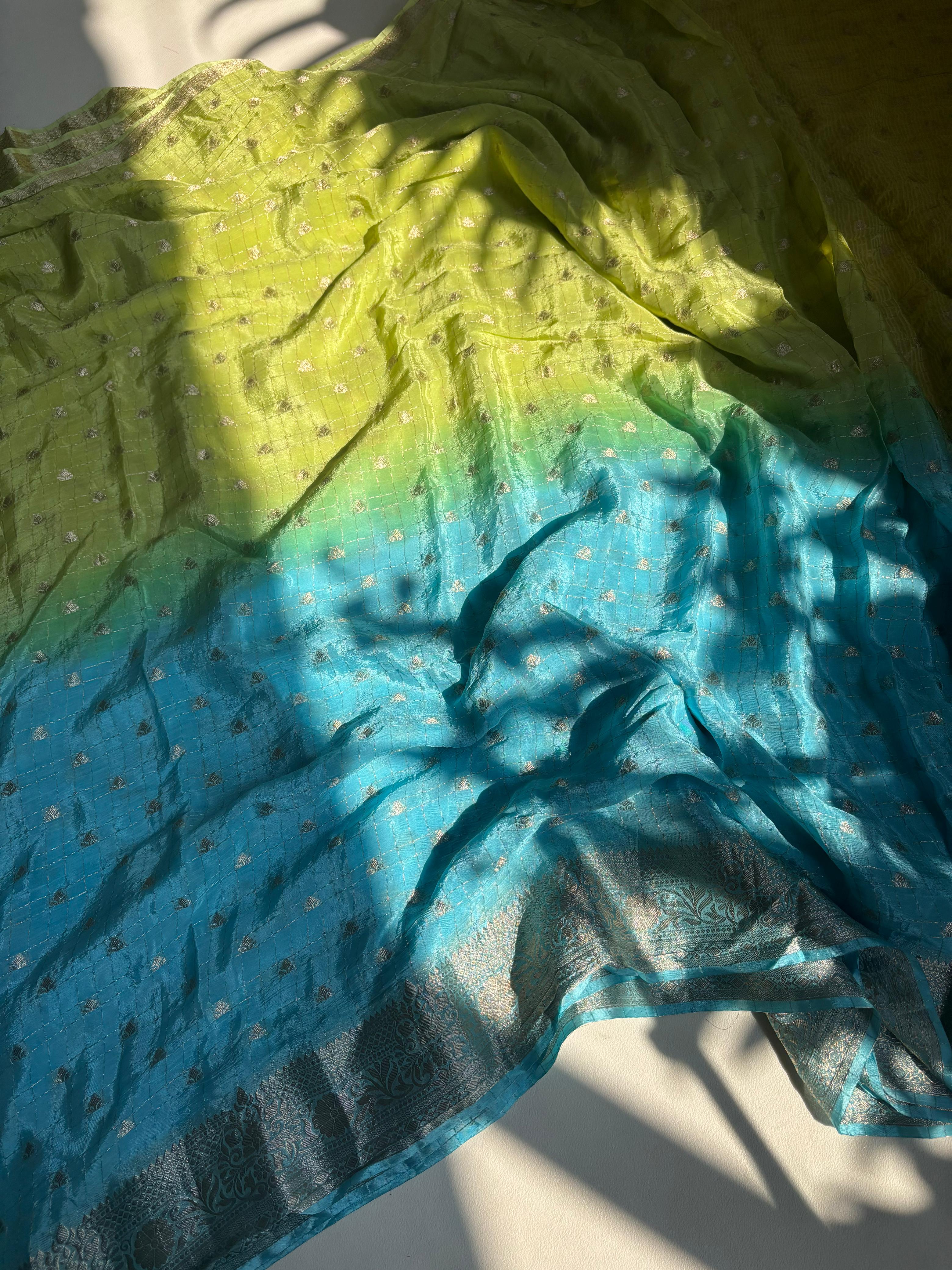 dual shade chinnon sarees