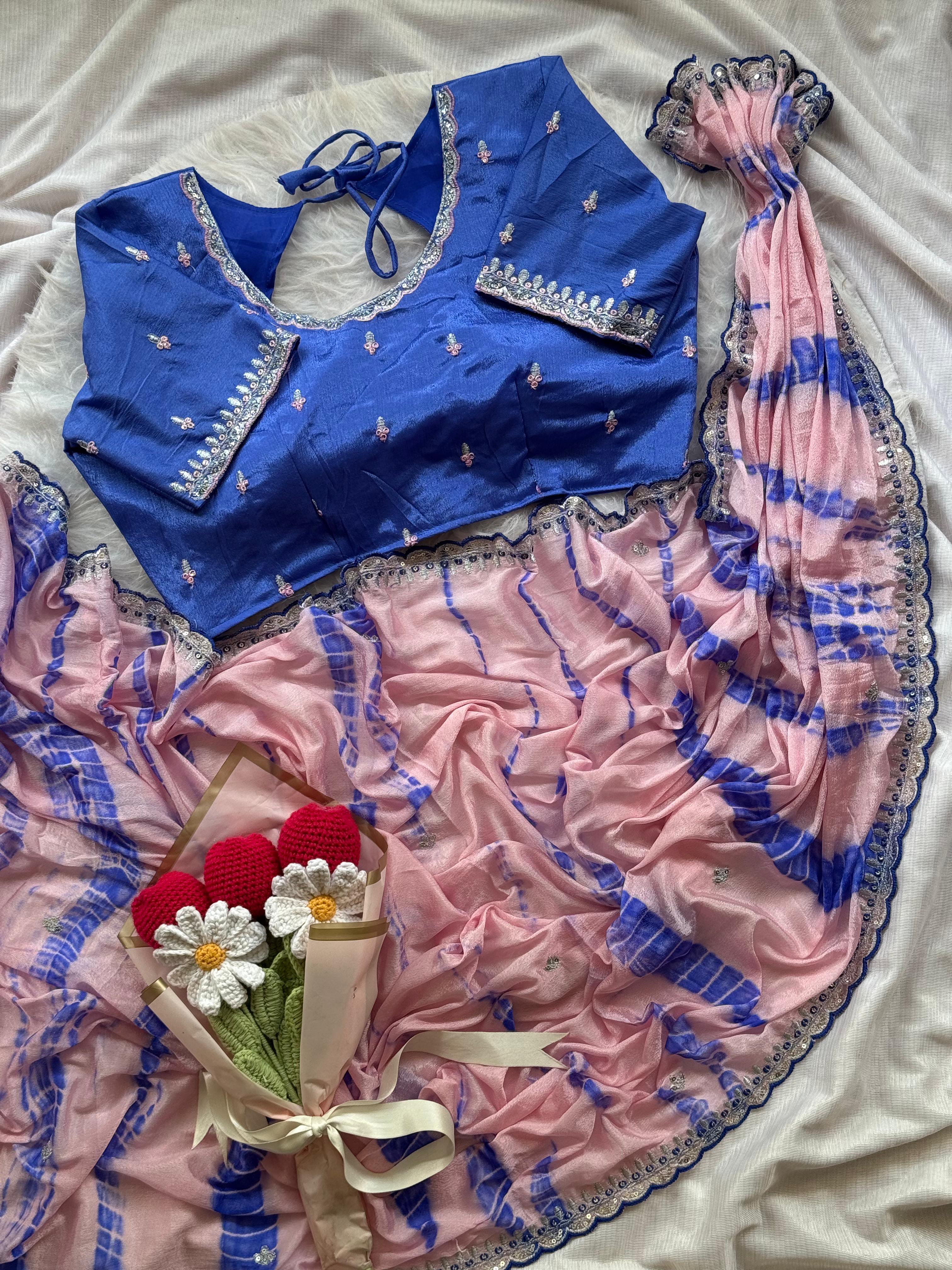 Soft chinnon shibori Tie & Die saree