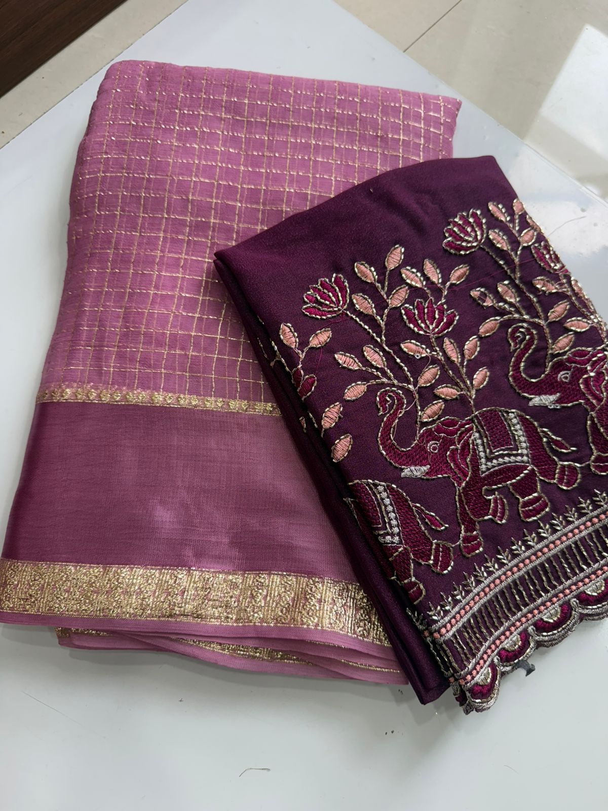 Viscose georgette saree with embroidery blouse