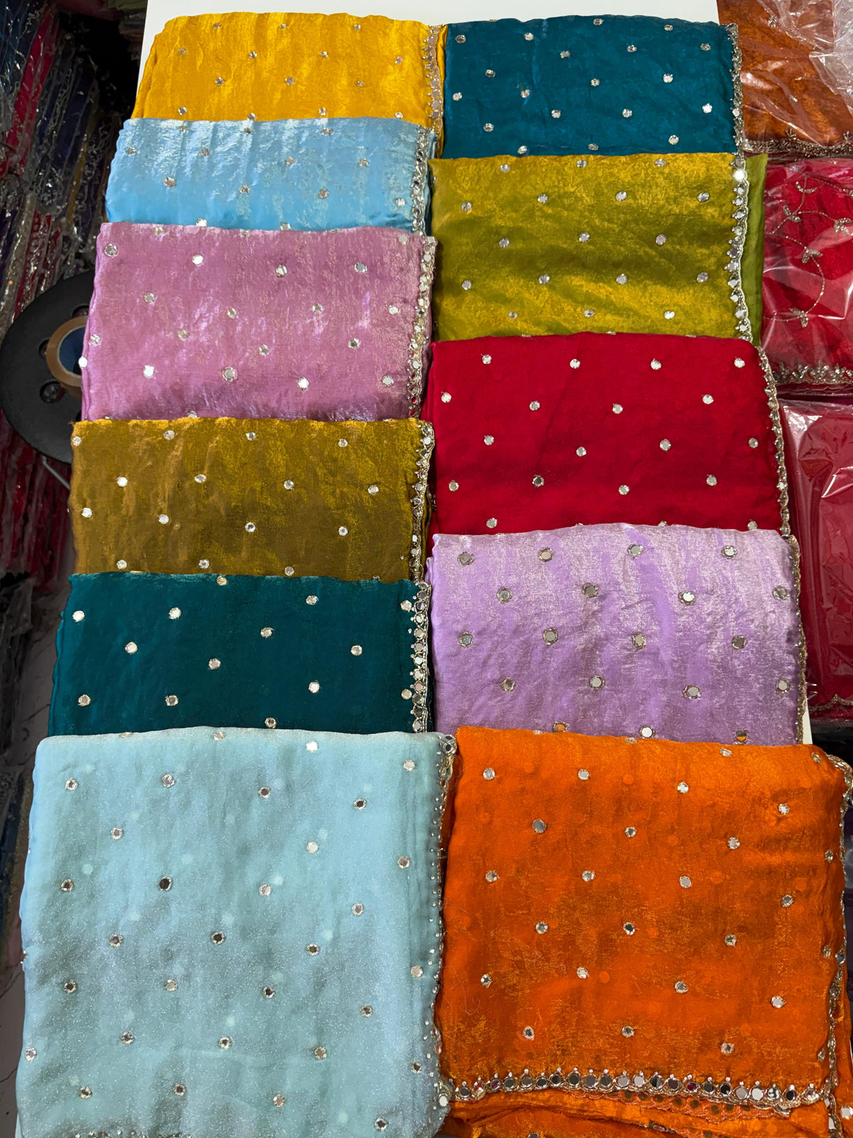 Space silk mirror work saree