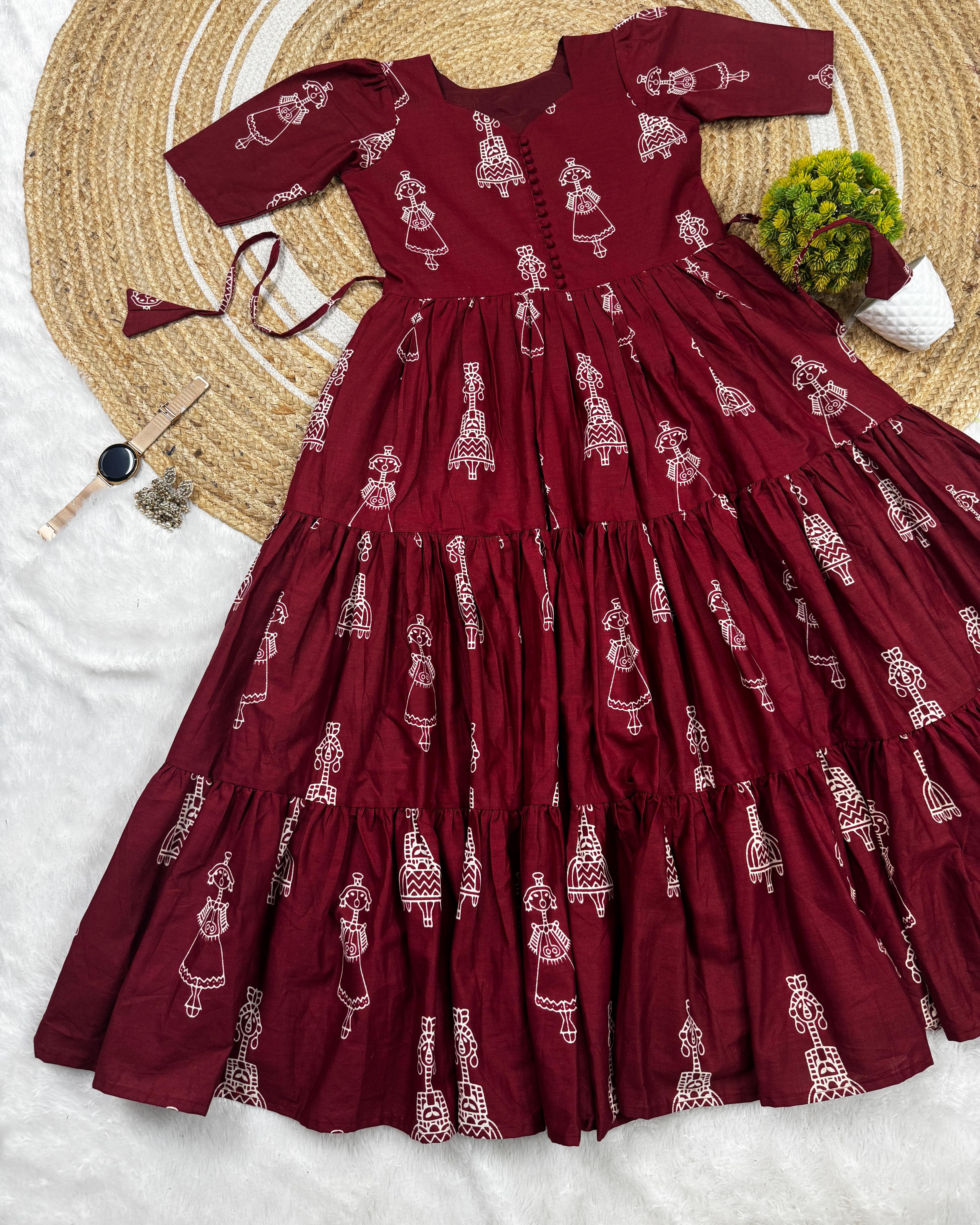 Warli printed doll maxi gowns