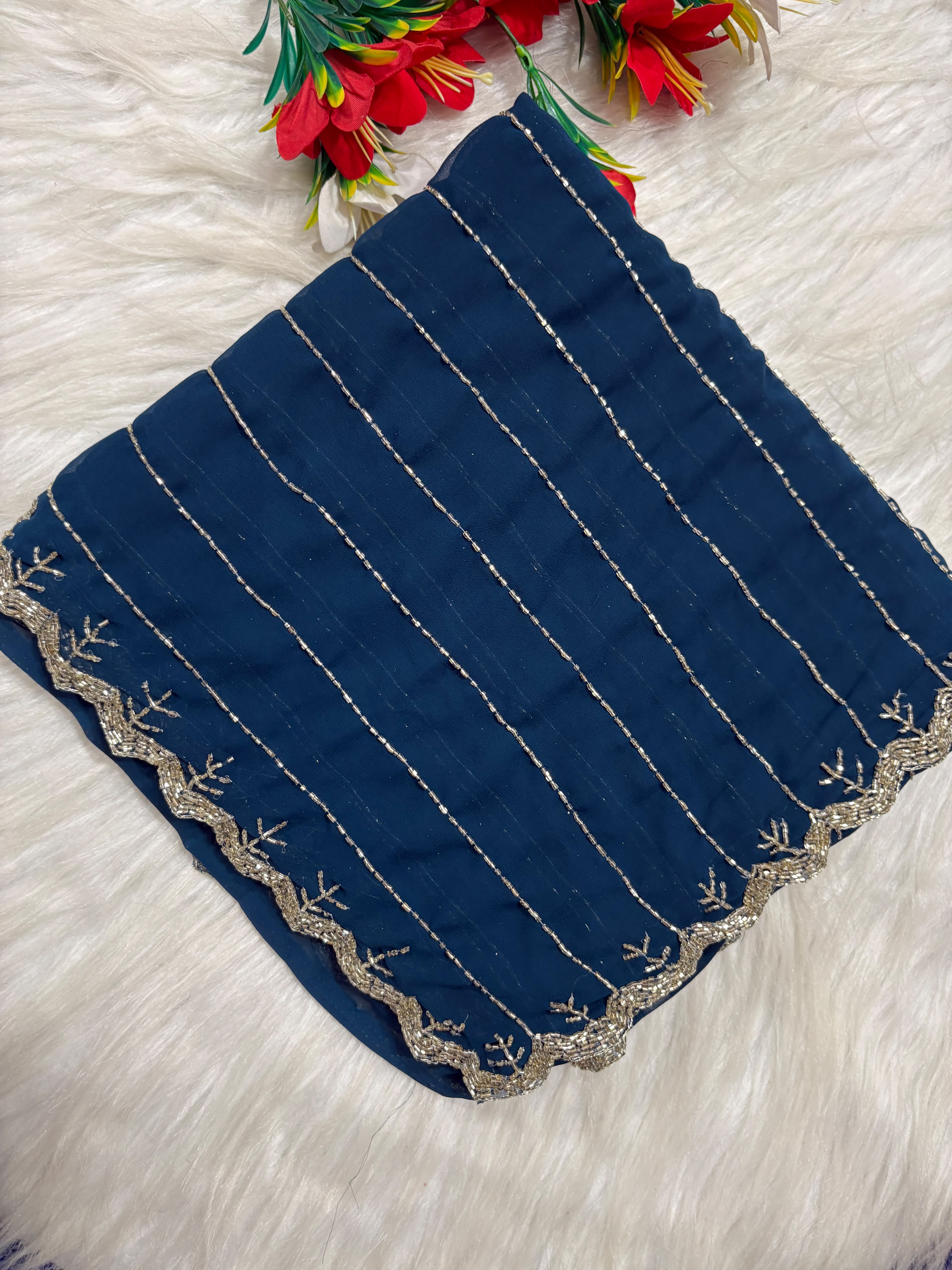 Pure georgette kadhana work saree ✨