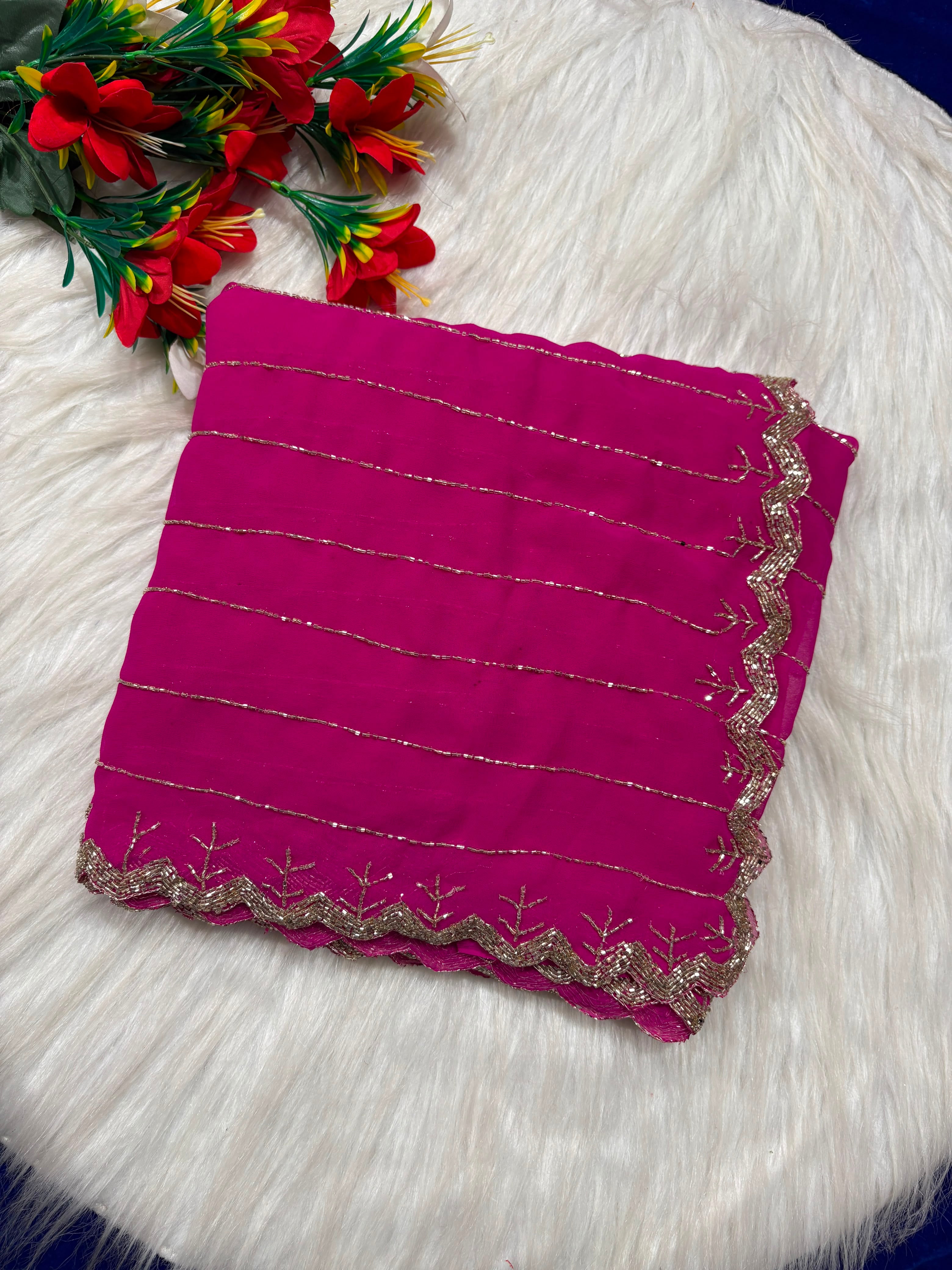 Pure georgette kadhana work saree ✨