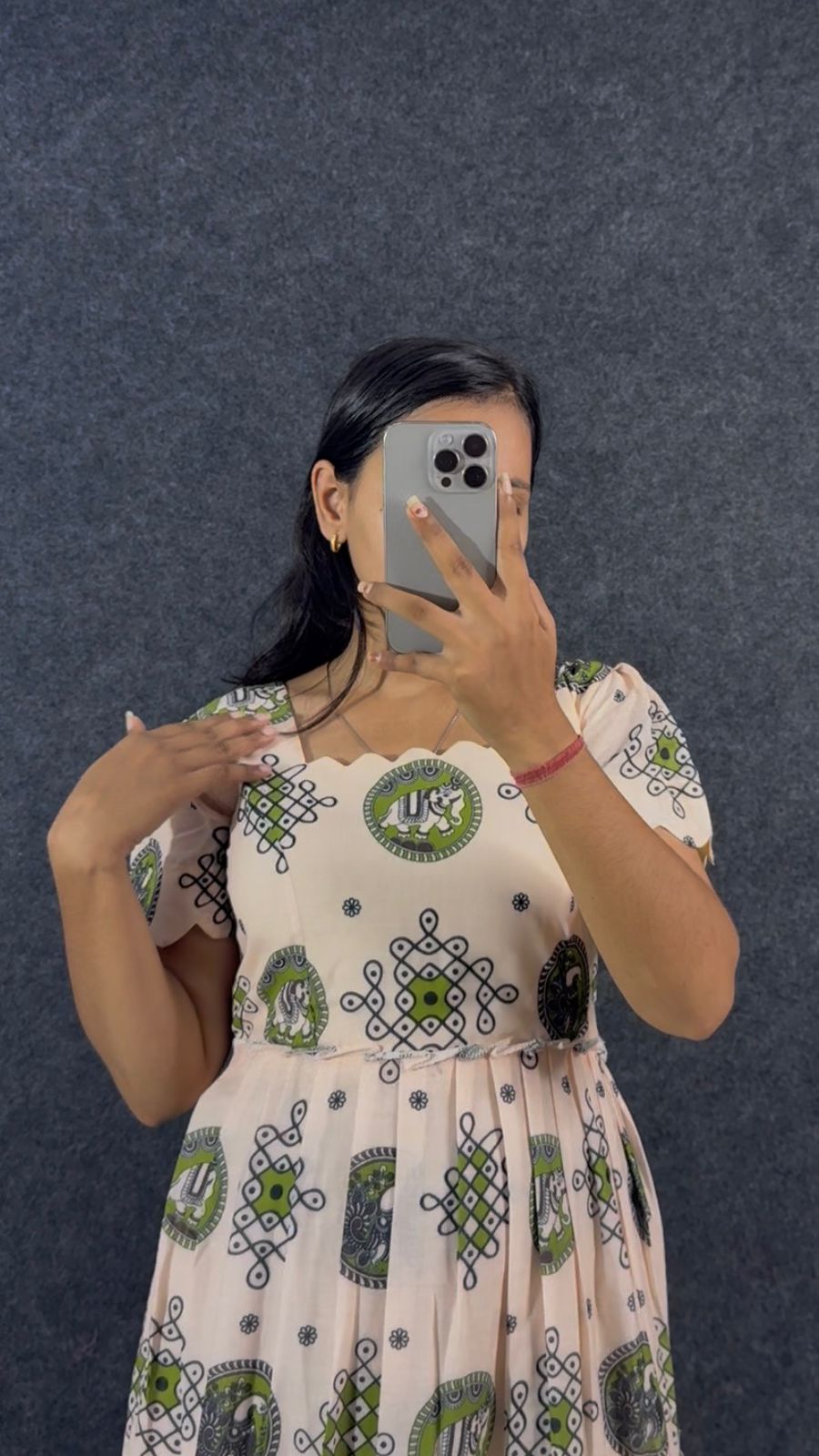 Muggu print stylish Midi frock👗