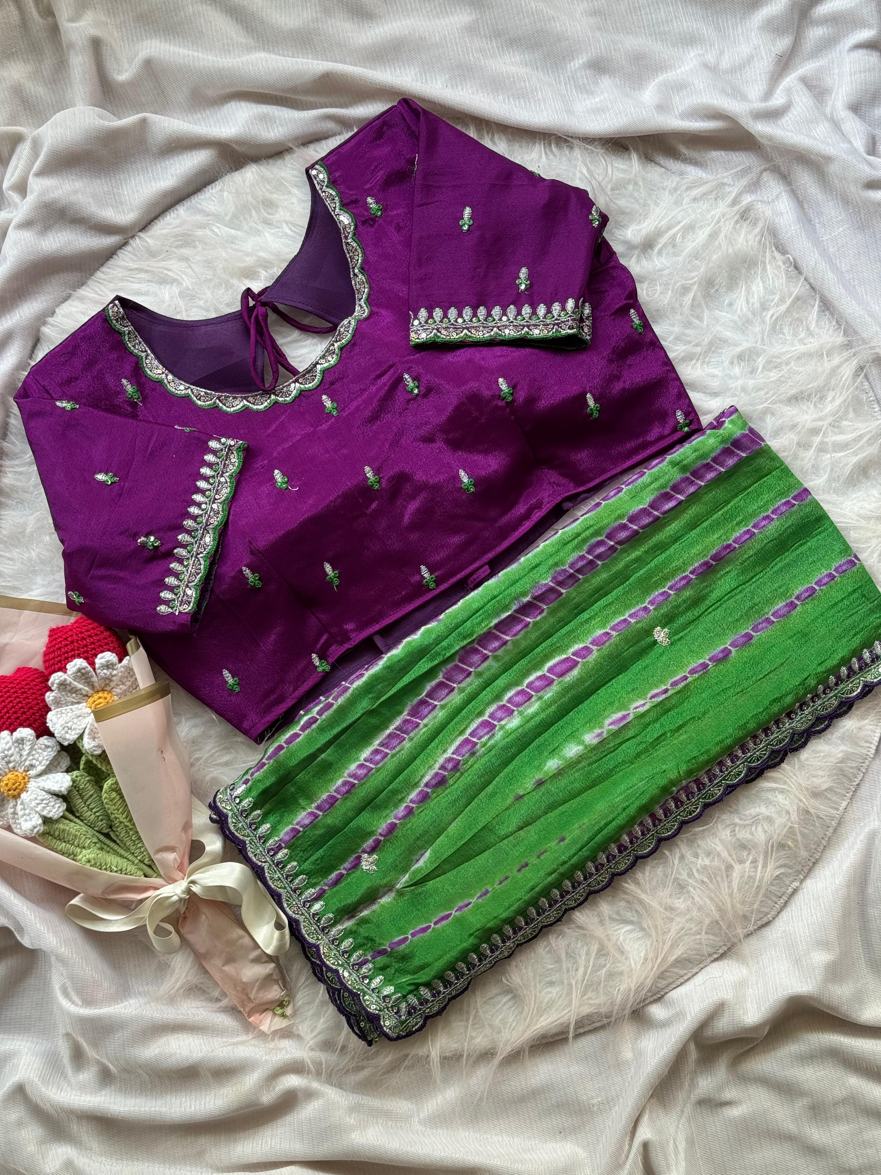 Soft chinnon shibori Tie & Die saree