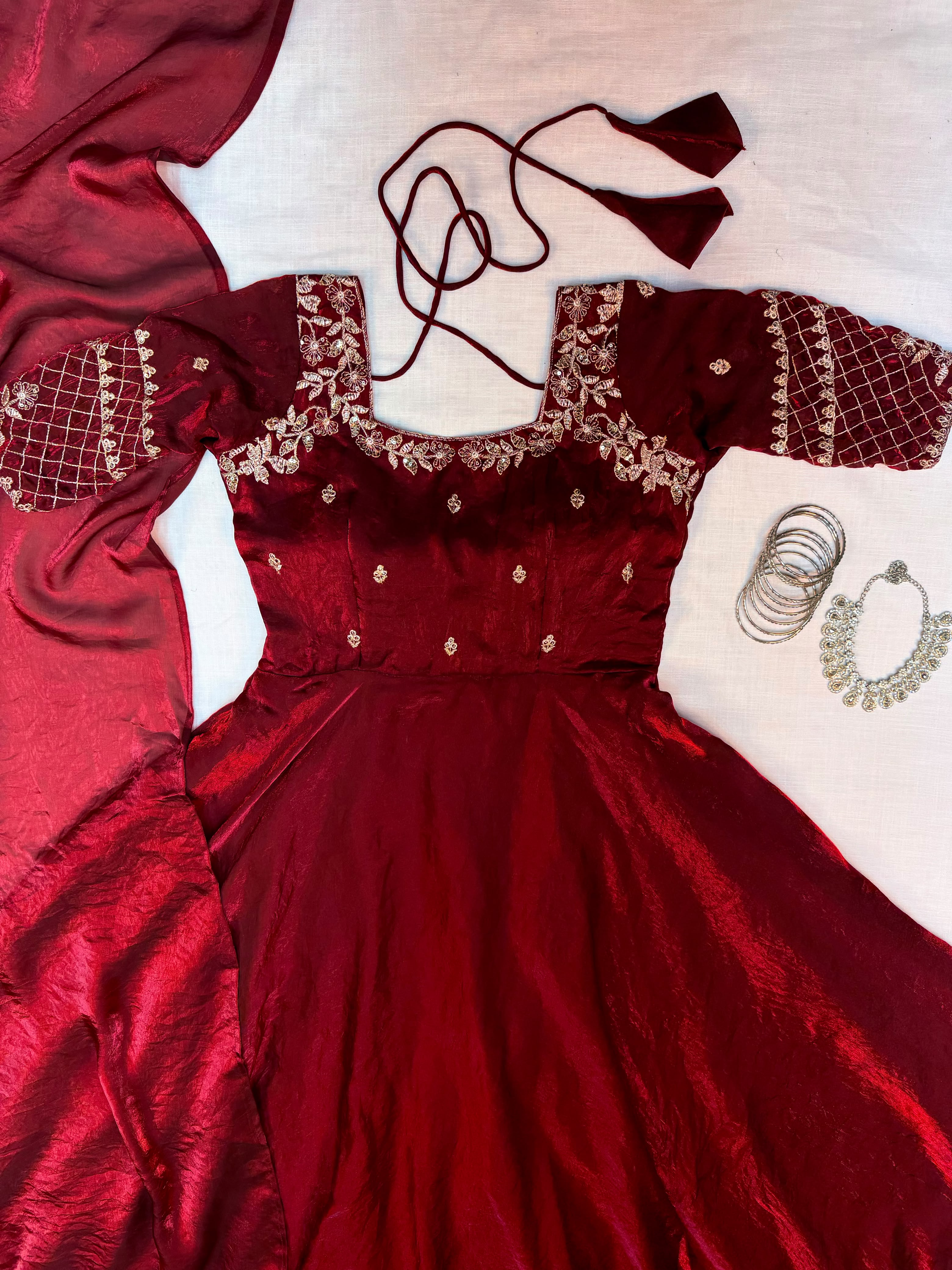 Sequence of gown with dupatta