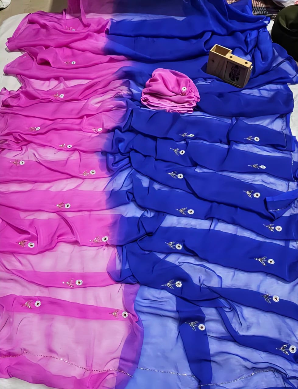 Multi shades half pure shiffon sarees