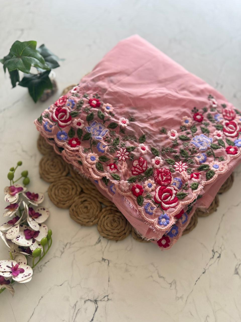 Tebby organza scalp border saree