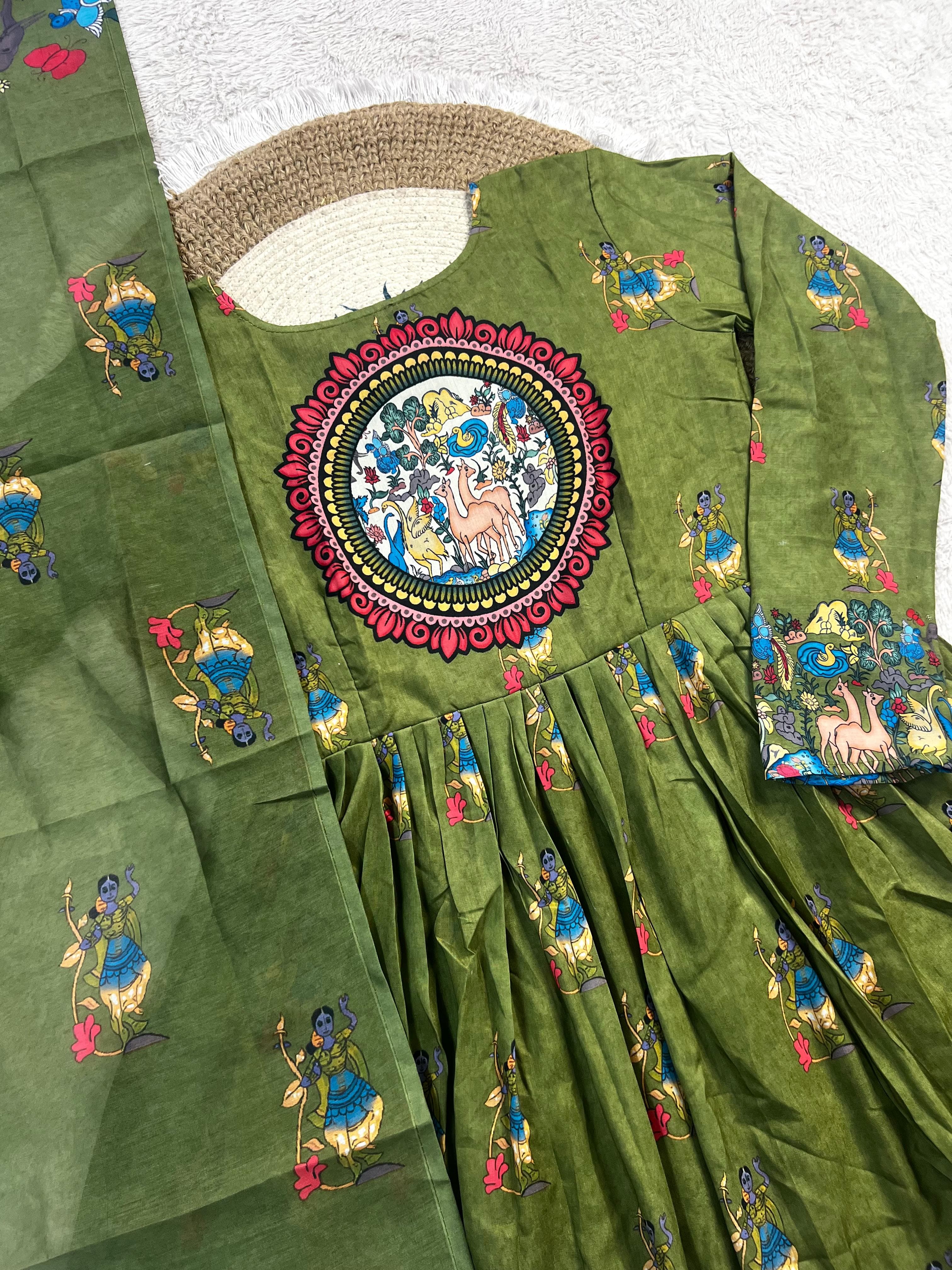 Klamkamkari inspired design gown with duppata