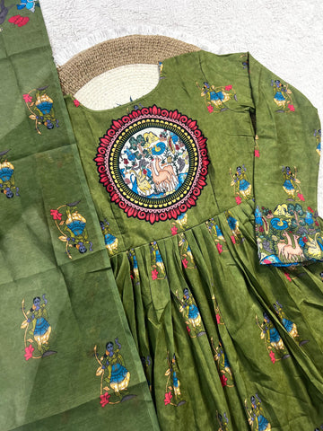 Klamkamkari inspired design gown with duppata
