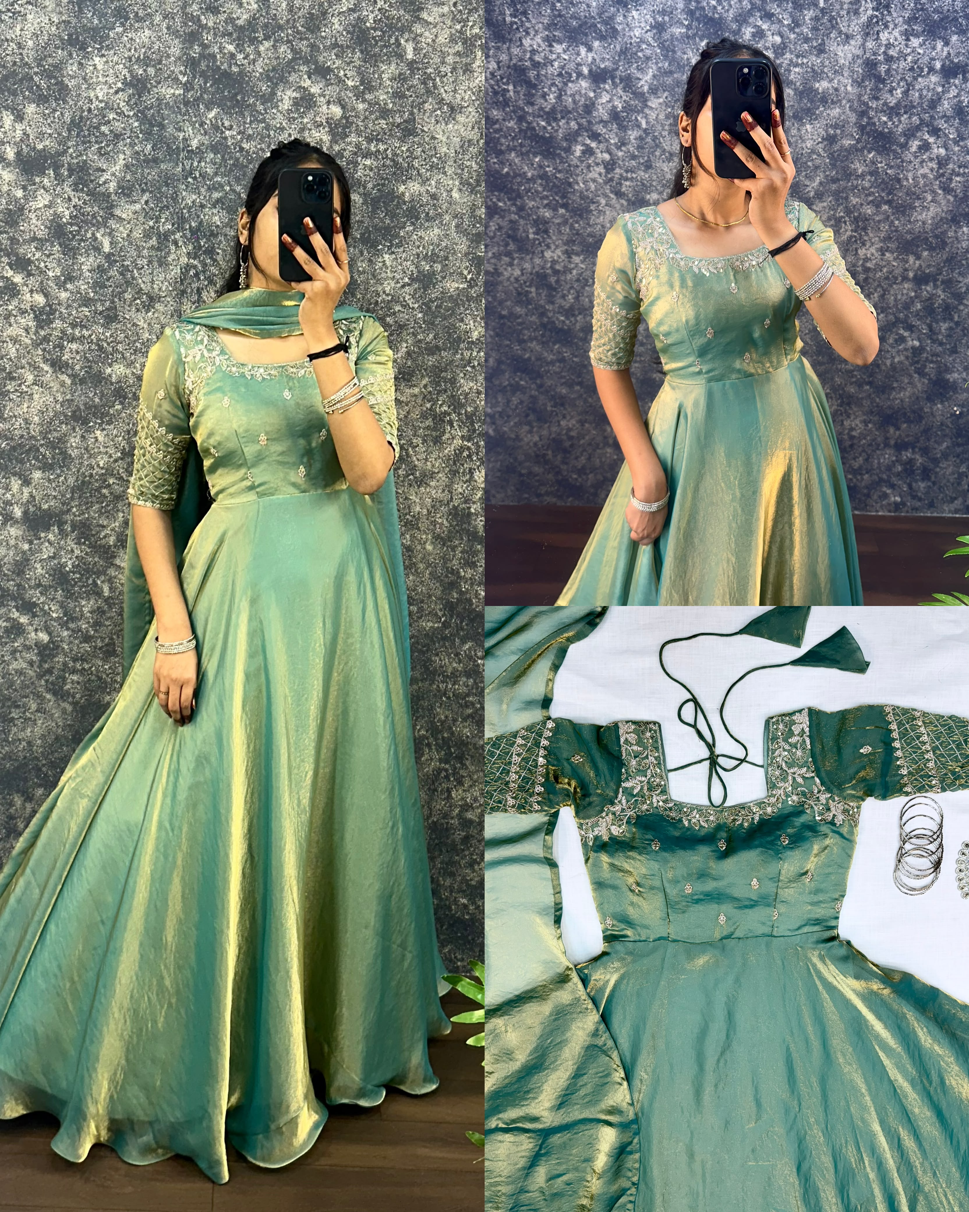 Sequence of gown with dupatta