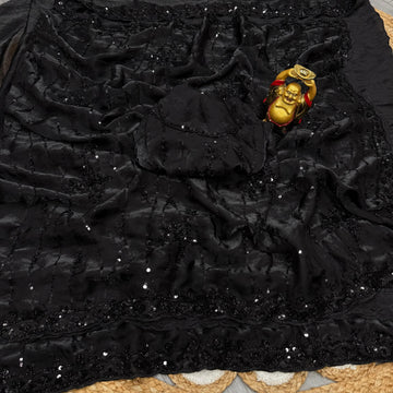 Pure space silk cutdana beeds work saree