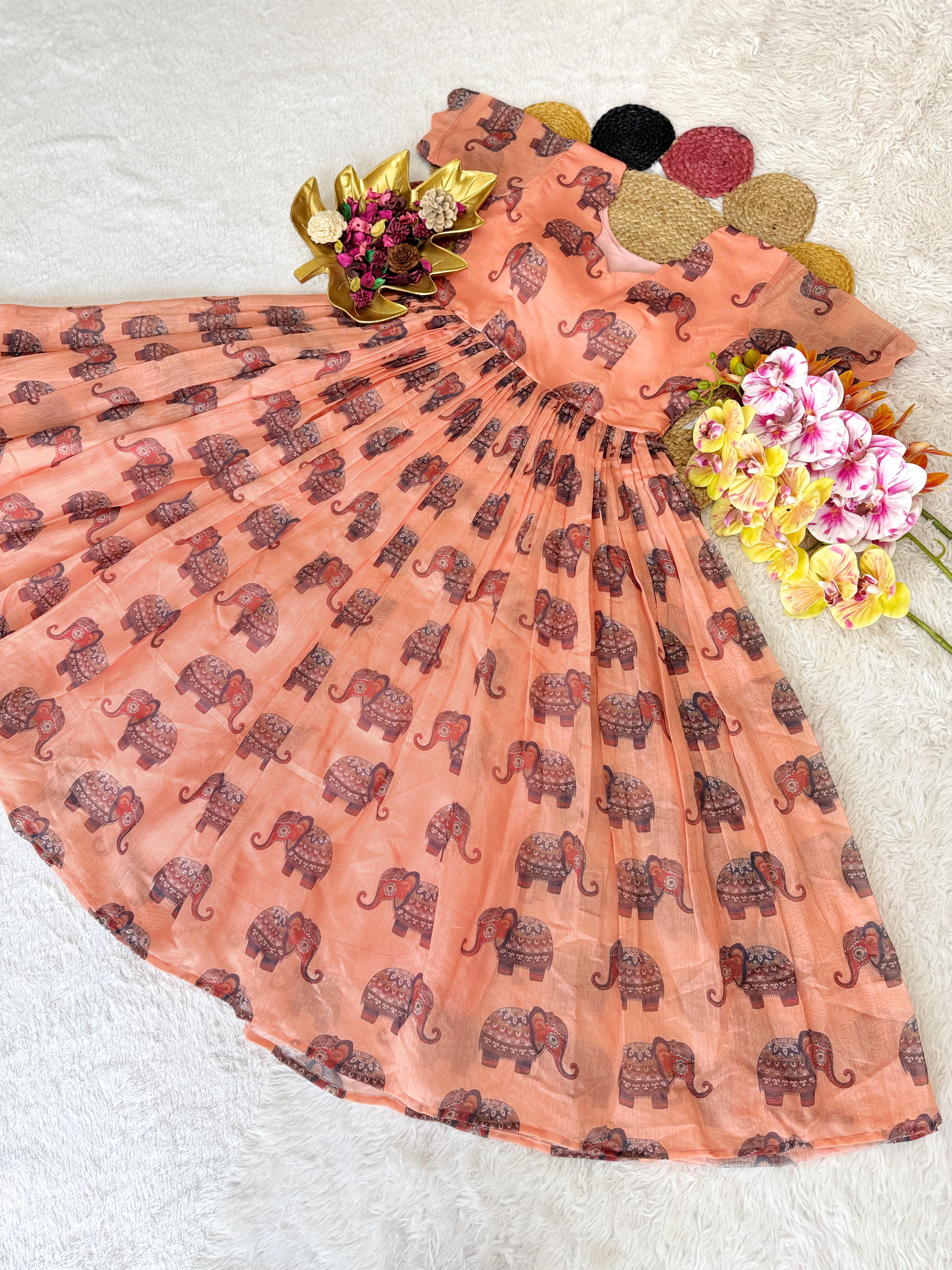 Chenderi cotton kalamkari inspired frocks