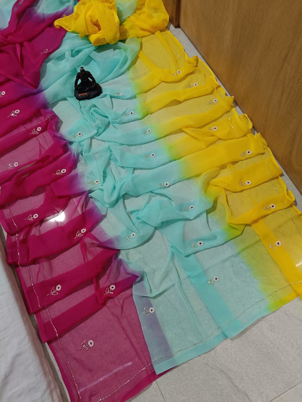 Multi shades half pure shiffon sarees