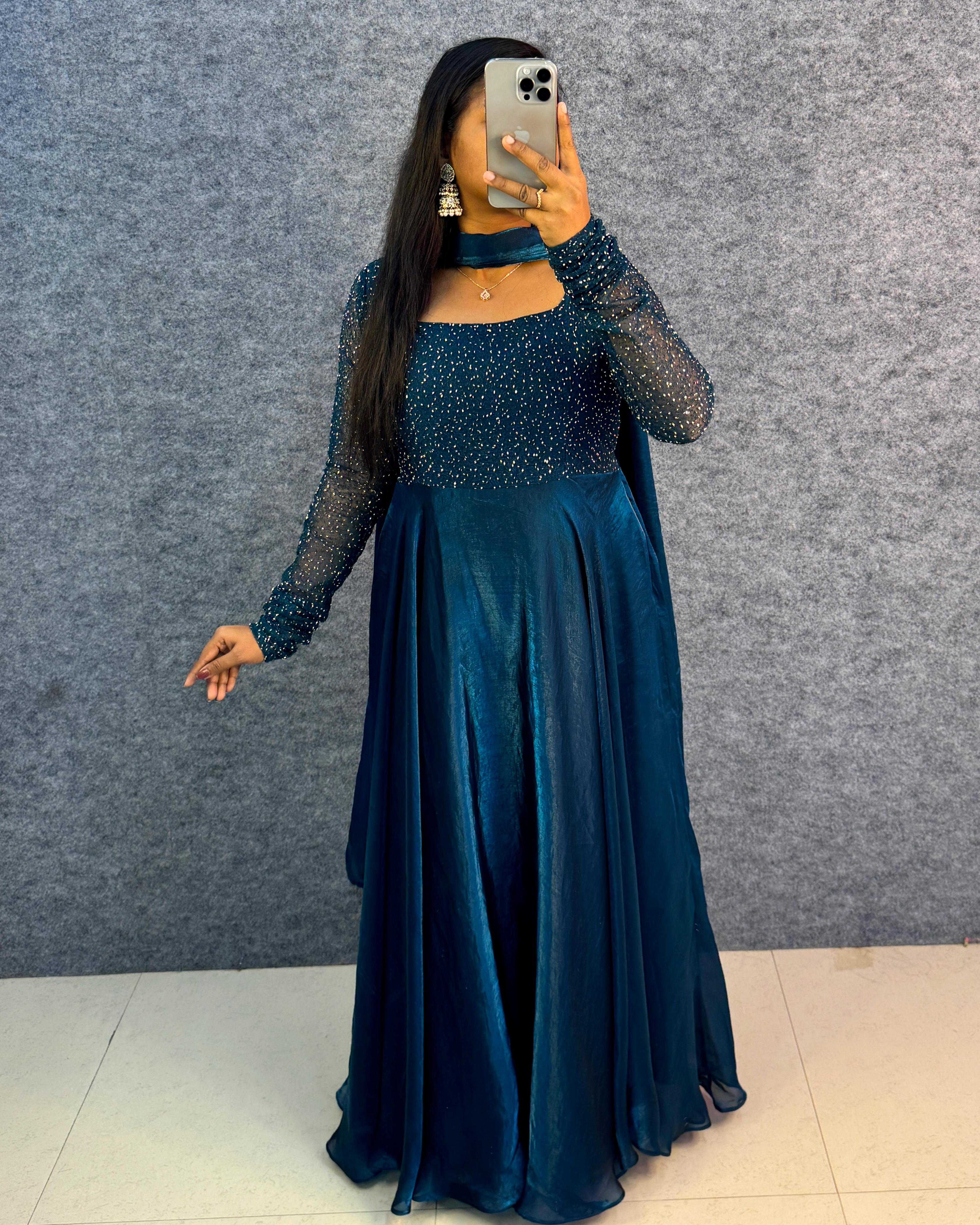 Party wear draping style gown outfit